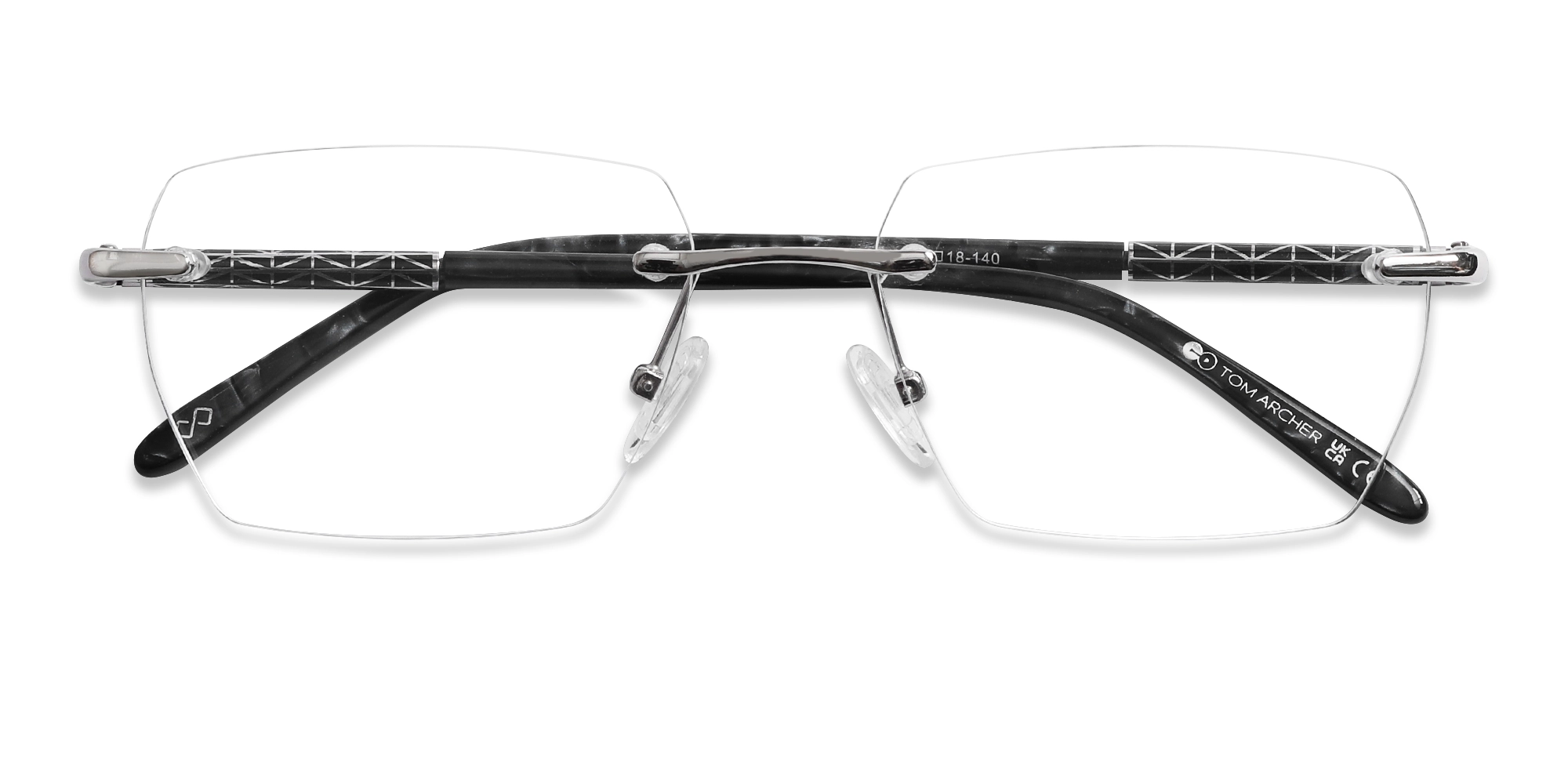 Silver Metal Rimless Geometric Eyeglasses-6