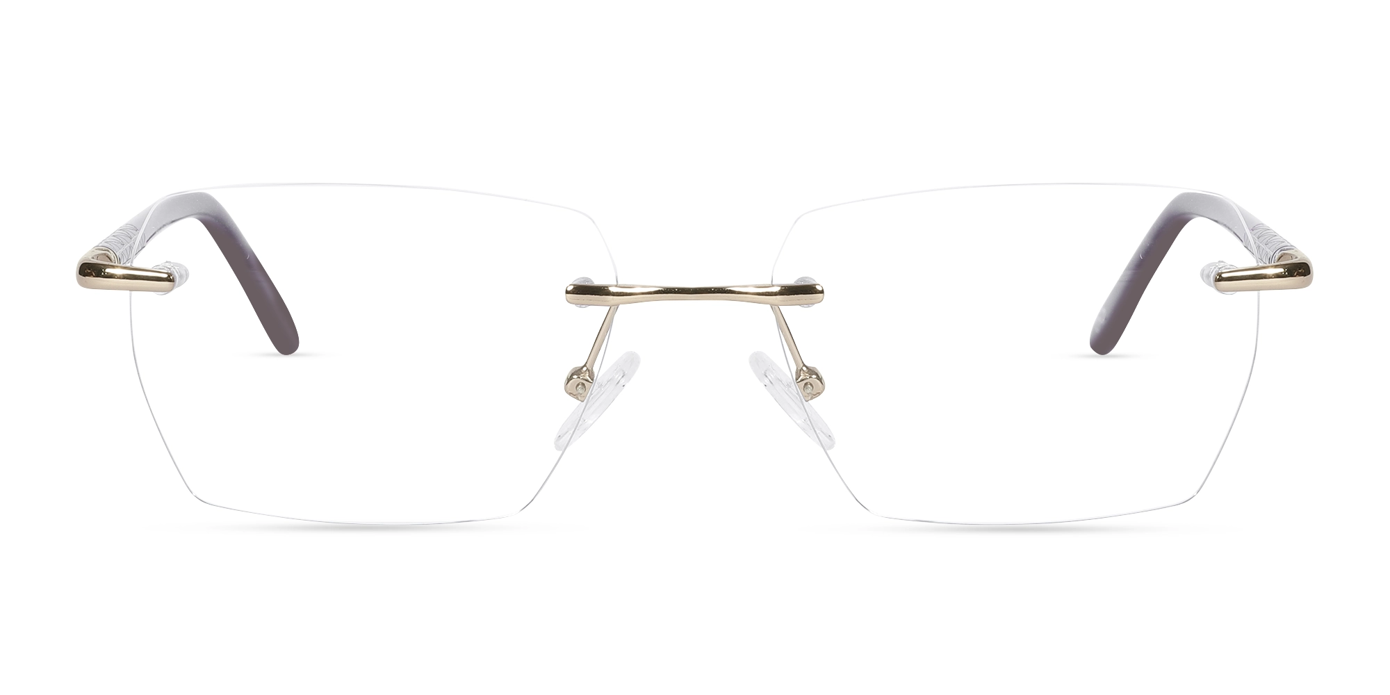 Gold Metal Rimless Geometric Eyeglasses-1