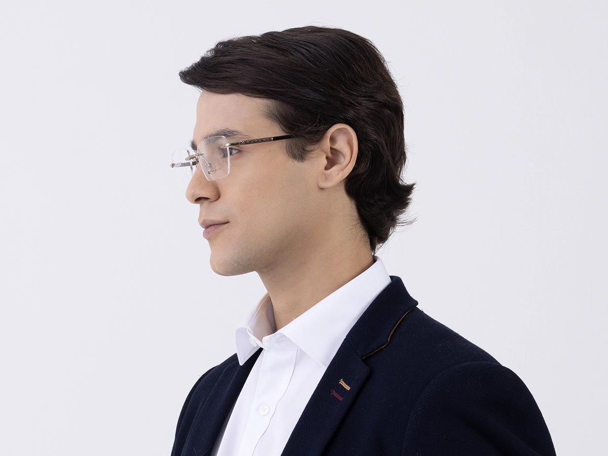 Gold Metal Rimless Geometric Eyeglasses 42