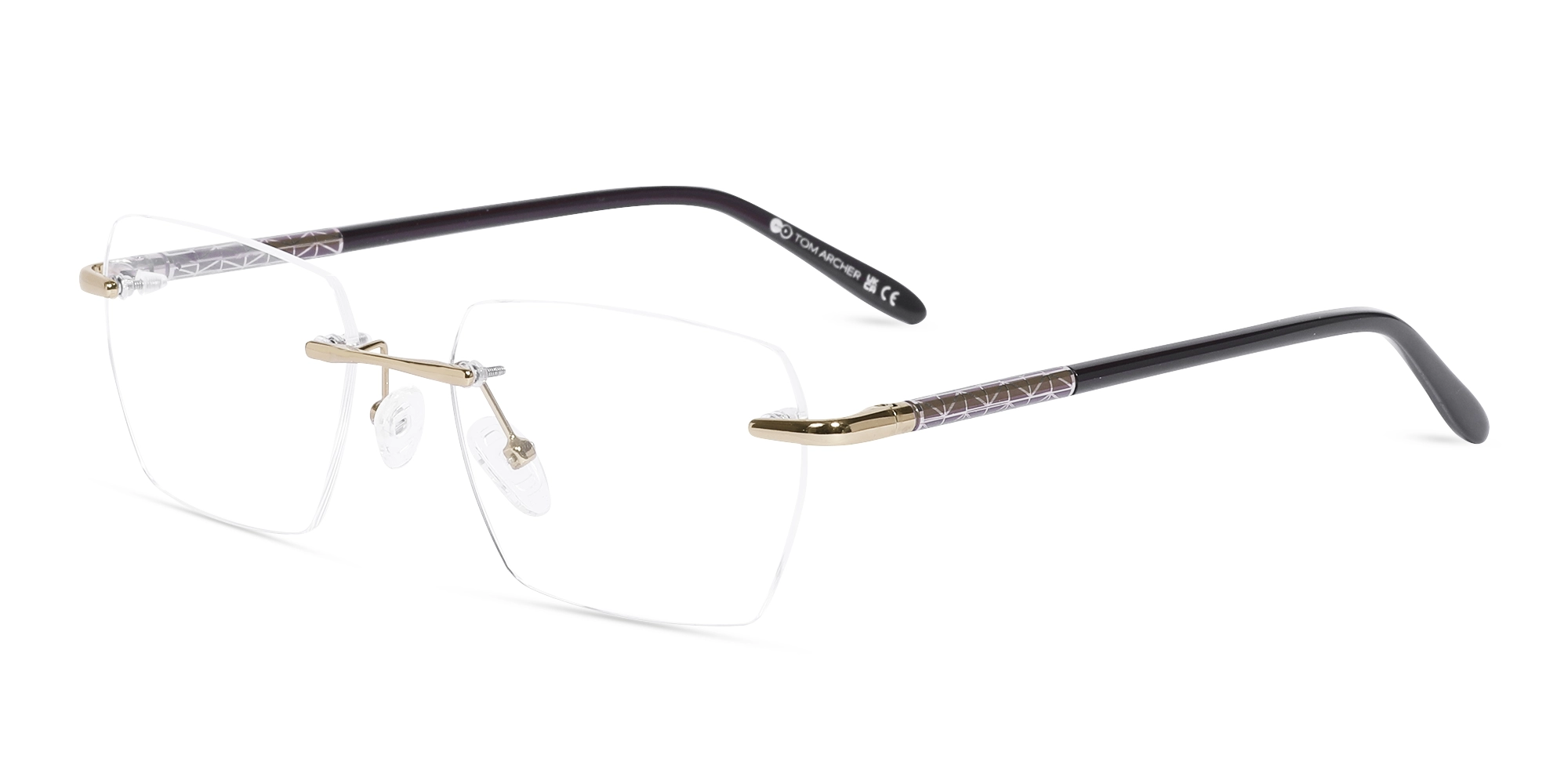Gold Metal Rimless Geometric Eyeglasses-3 Gold Metal Rimless Geometric Eyeglasses-3