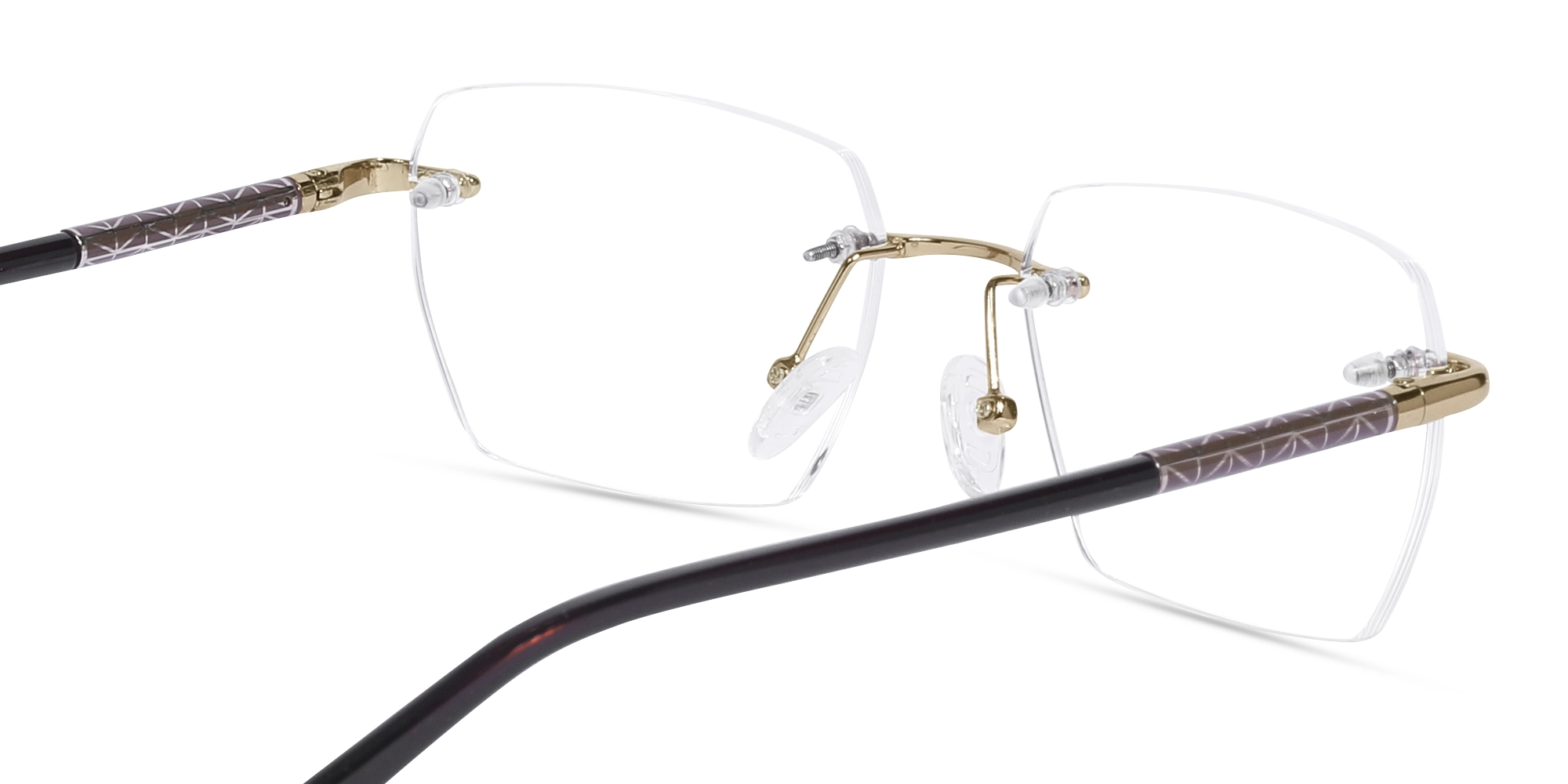 Gold Metal Rimless Geometric Eyeglasses-5