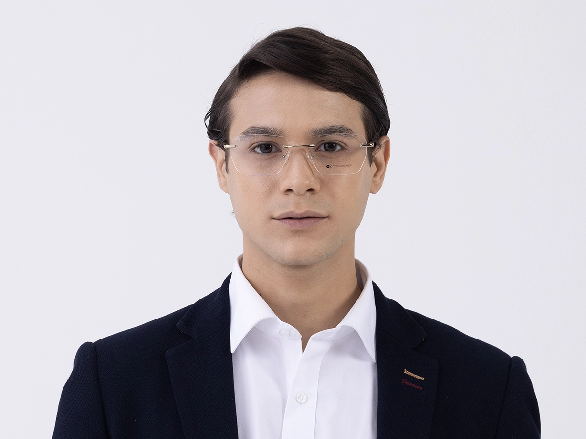 Gold Metal Rimless Geometric Eyeglasses 41
