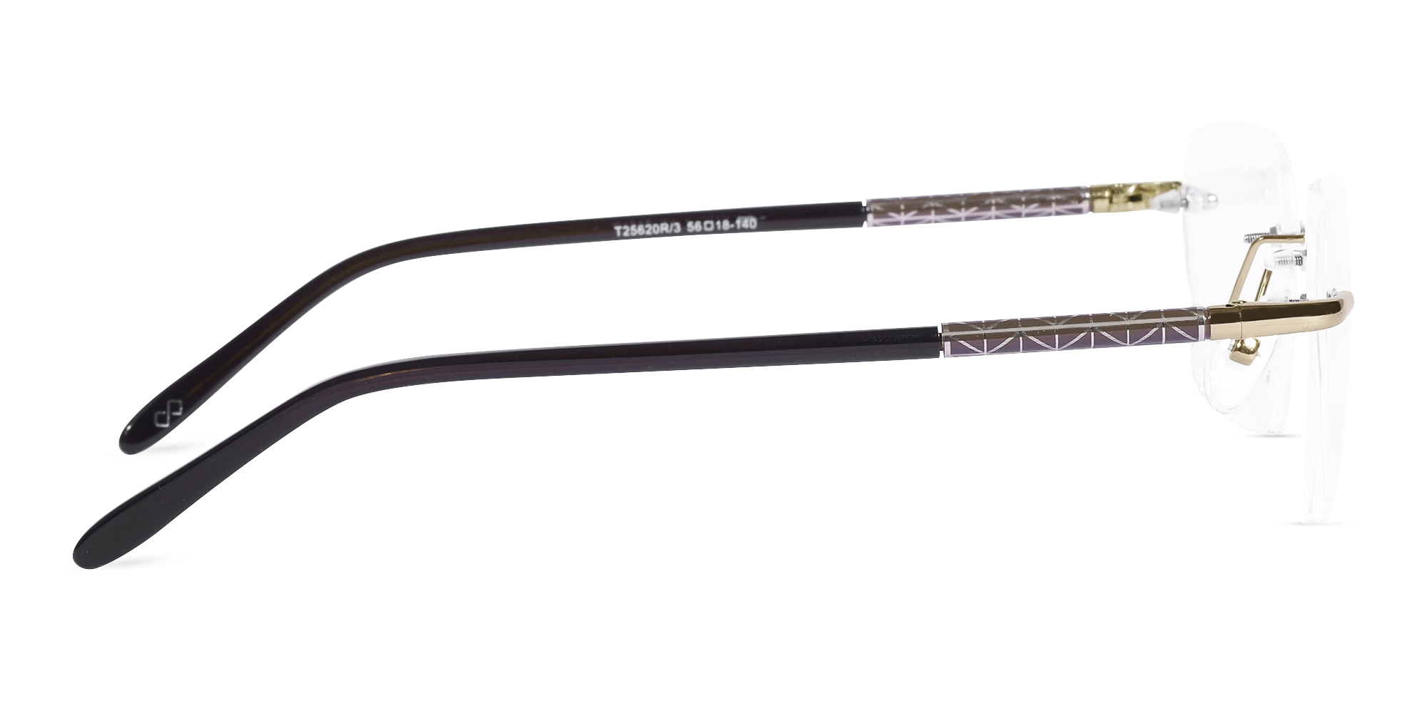 Gold Metal Rimless Geometric Eyeglasses-4