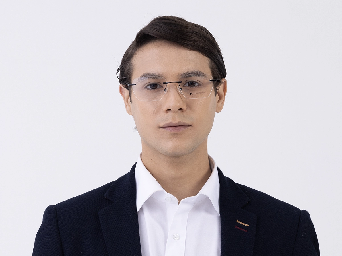 Black Metal Rimless Geometric Eyeglasses 41