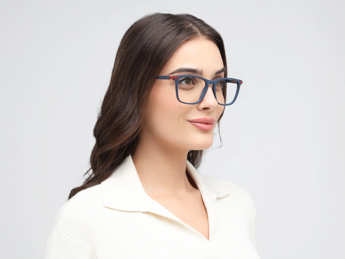 Matte Slate Grey Rectangle Glasses 53