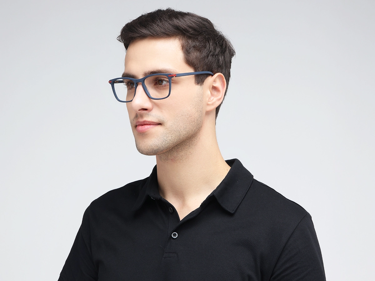 Matte Slate Grey Rectangle Glasses 42