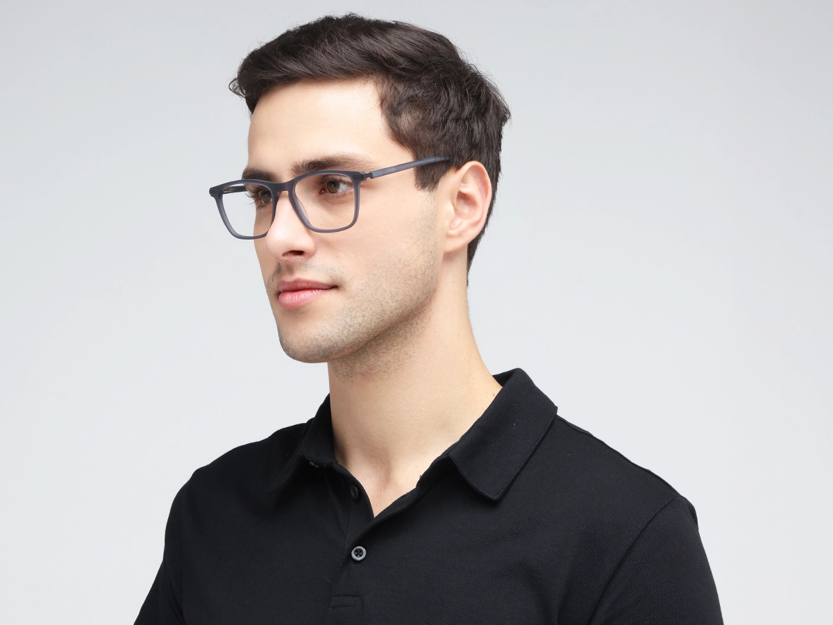 Matte Grey Rectangle Keyhole Glasses 42