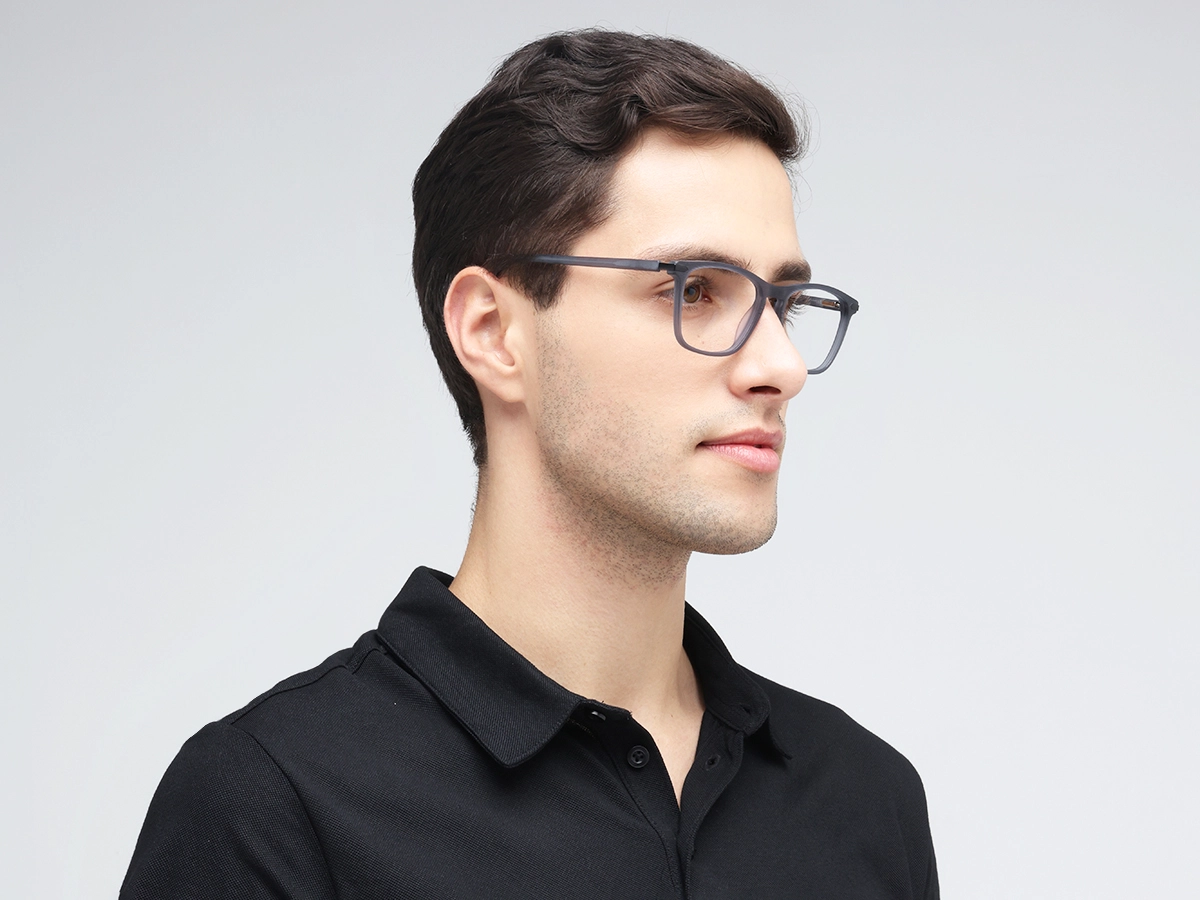 Matte Grey Rectangle Keyhole Glasses 43