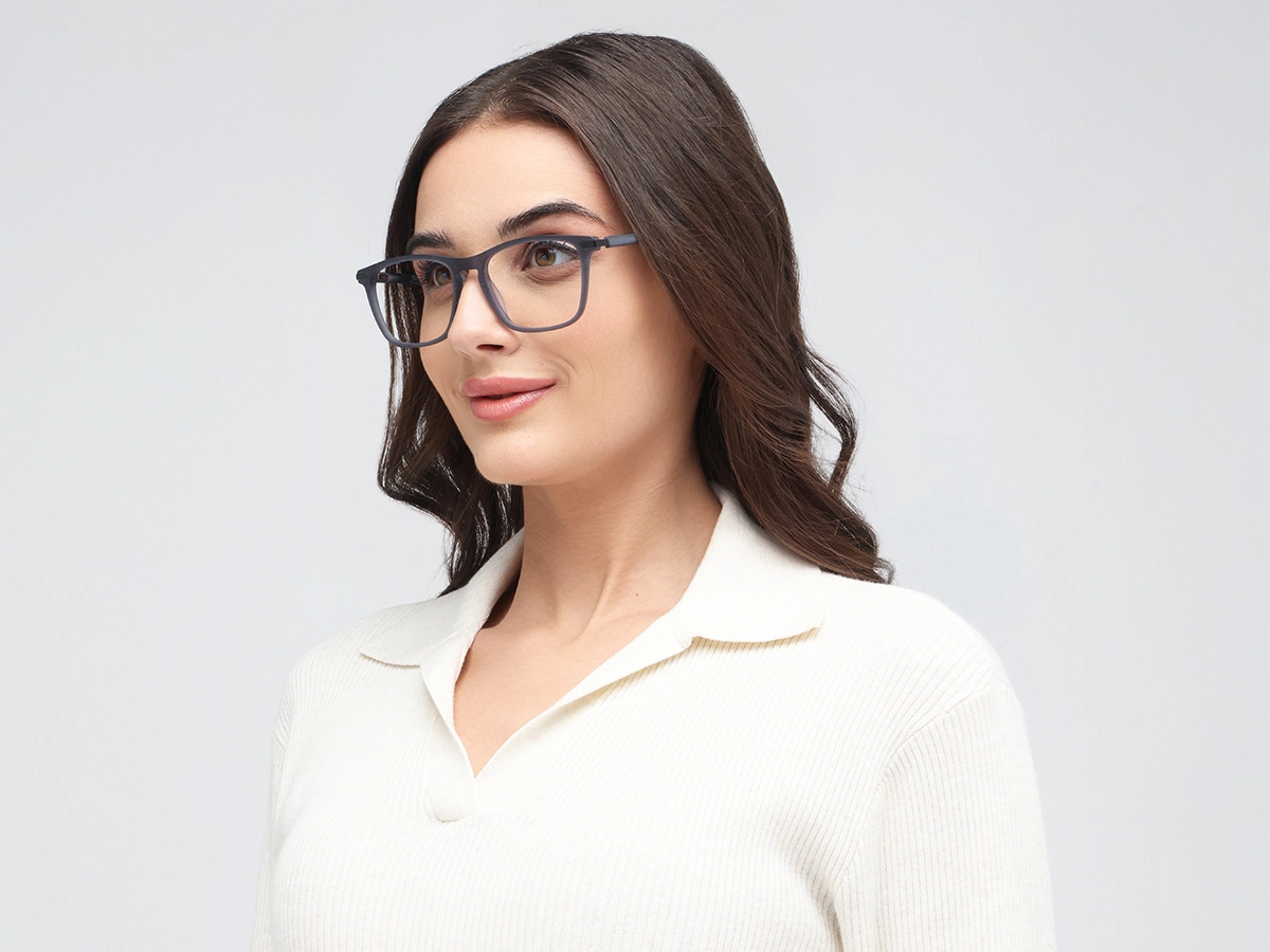 Matte Grey Rectangle Keyhole Glasses 52