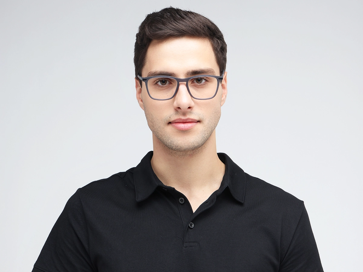 Matte Grey Rectangle Keyhole Glasses 41