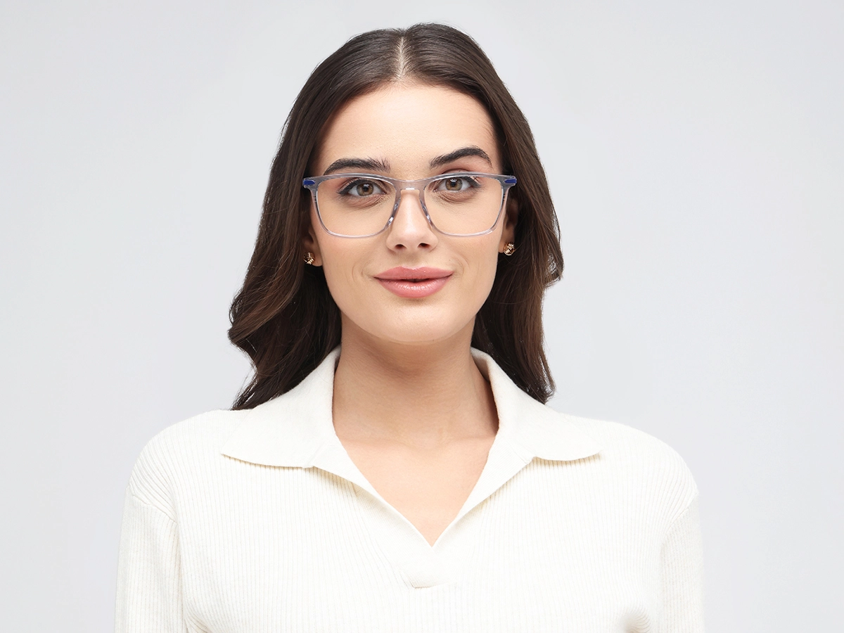 Crystal Grey Rectangle Keyhole Glasses 51