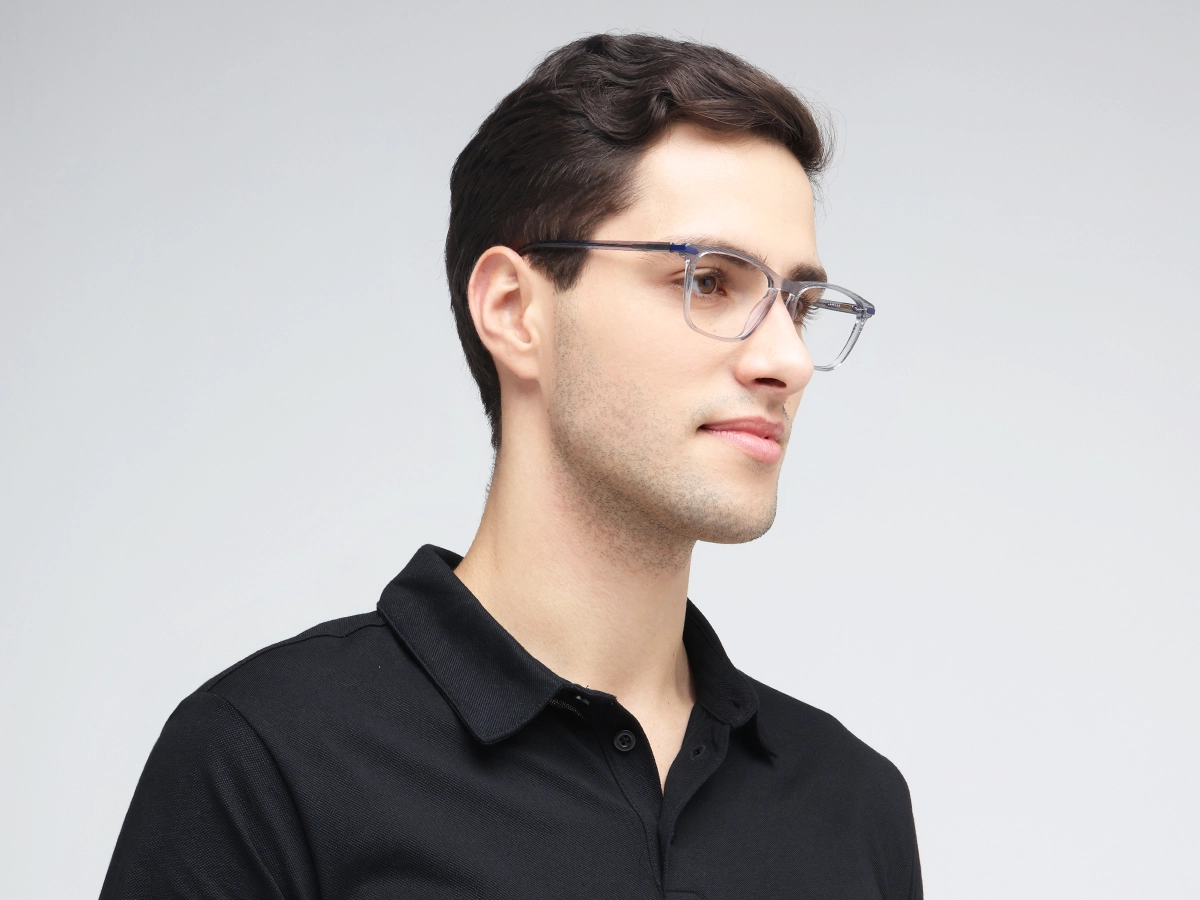 Crystal Grey Rectangle Keyhole Glasses 43