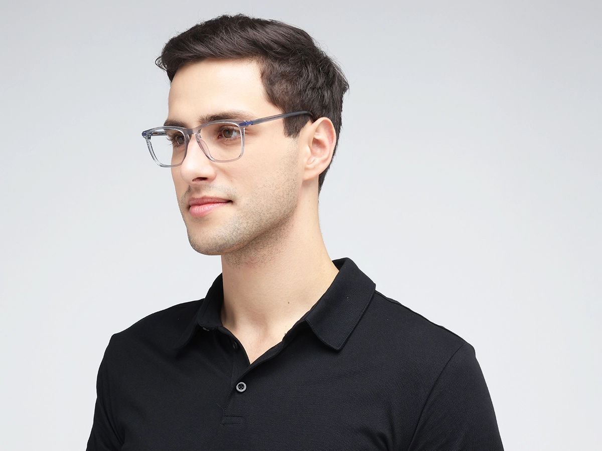 Crystal Grey Rectangle Keyhole Glasses 42