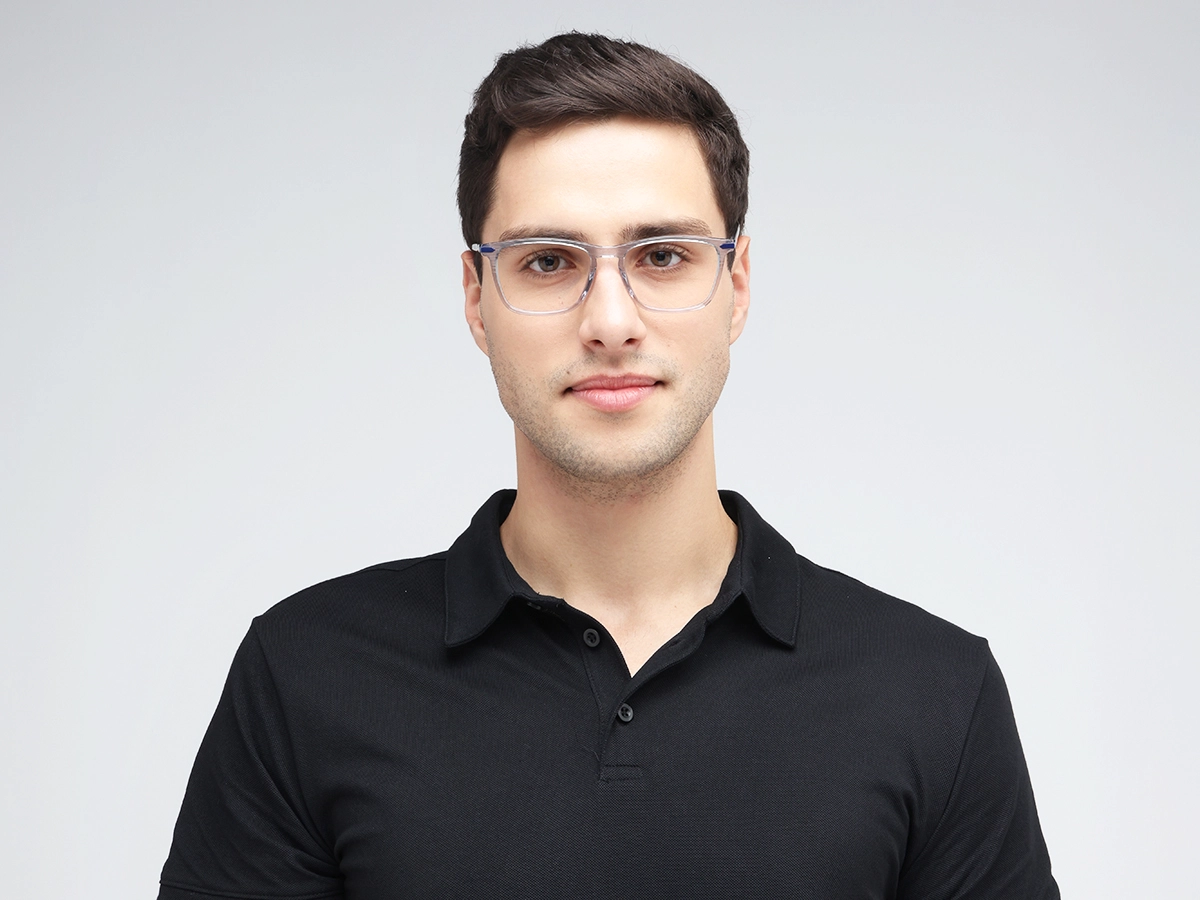 Crystal Grey Rectangle Keyhole Glasses 41