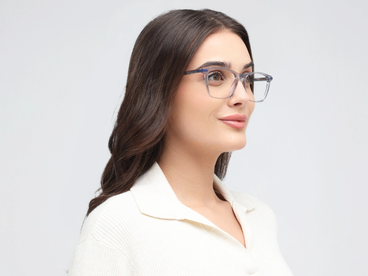 Crystal Grey Rectangle Keyhole Glasses 53