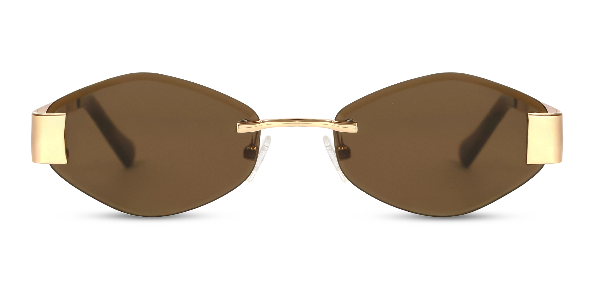 Champagne Gold Oval Rimless Sunglasses-1