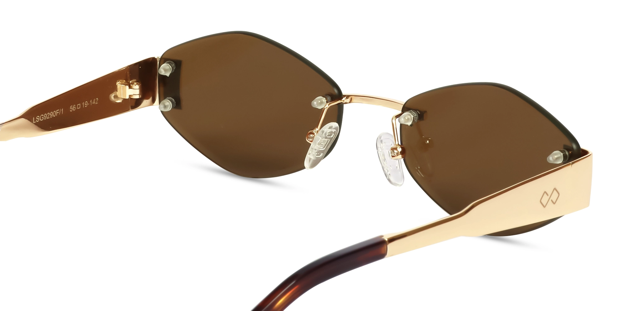 Champagne Gold Oval Rimless Sunglasses-5