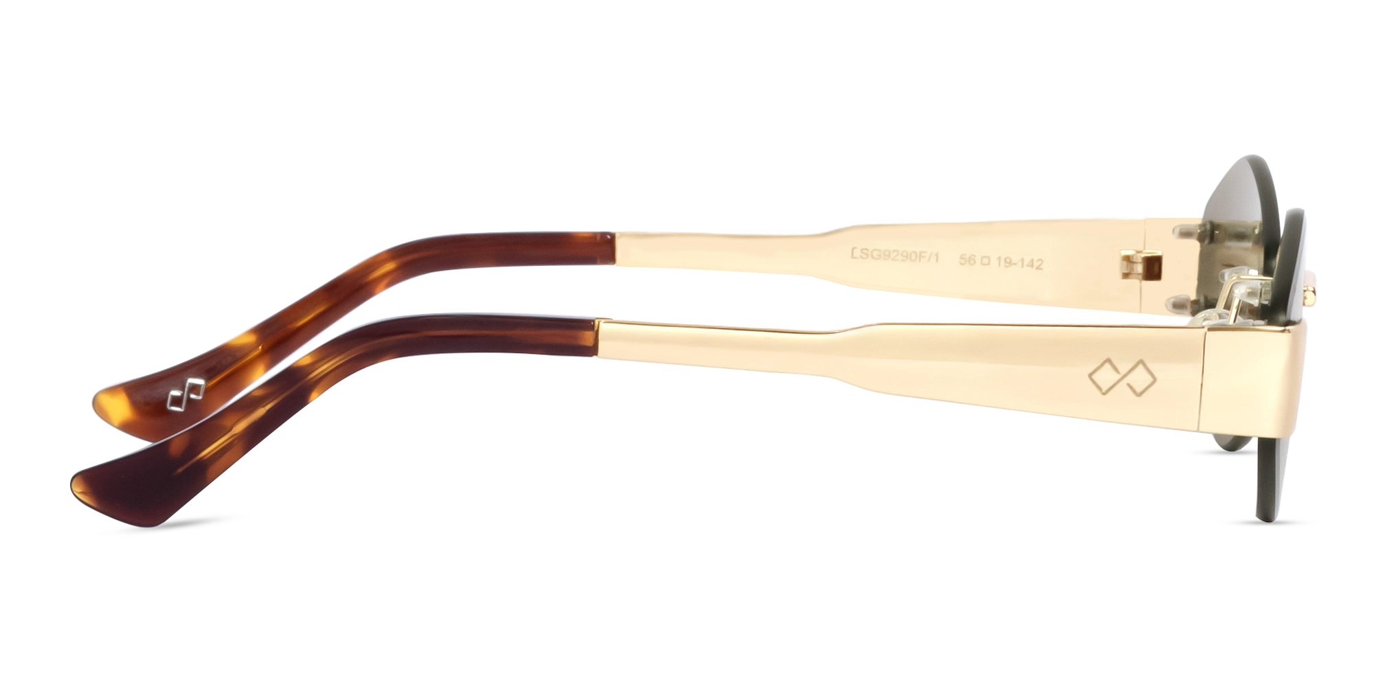Champagne Gold Oval Rimless Sunglasses 4