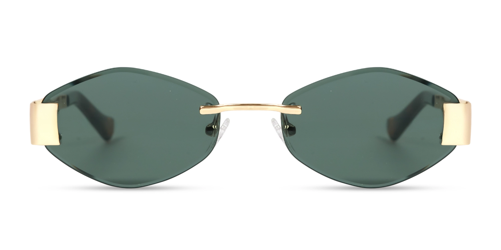 Champagne Gold Metal Rimless Sunglasses-1