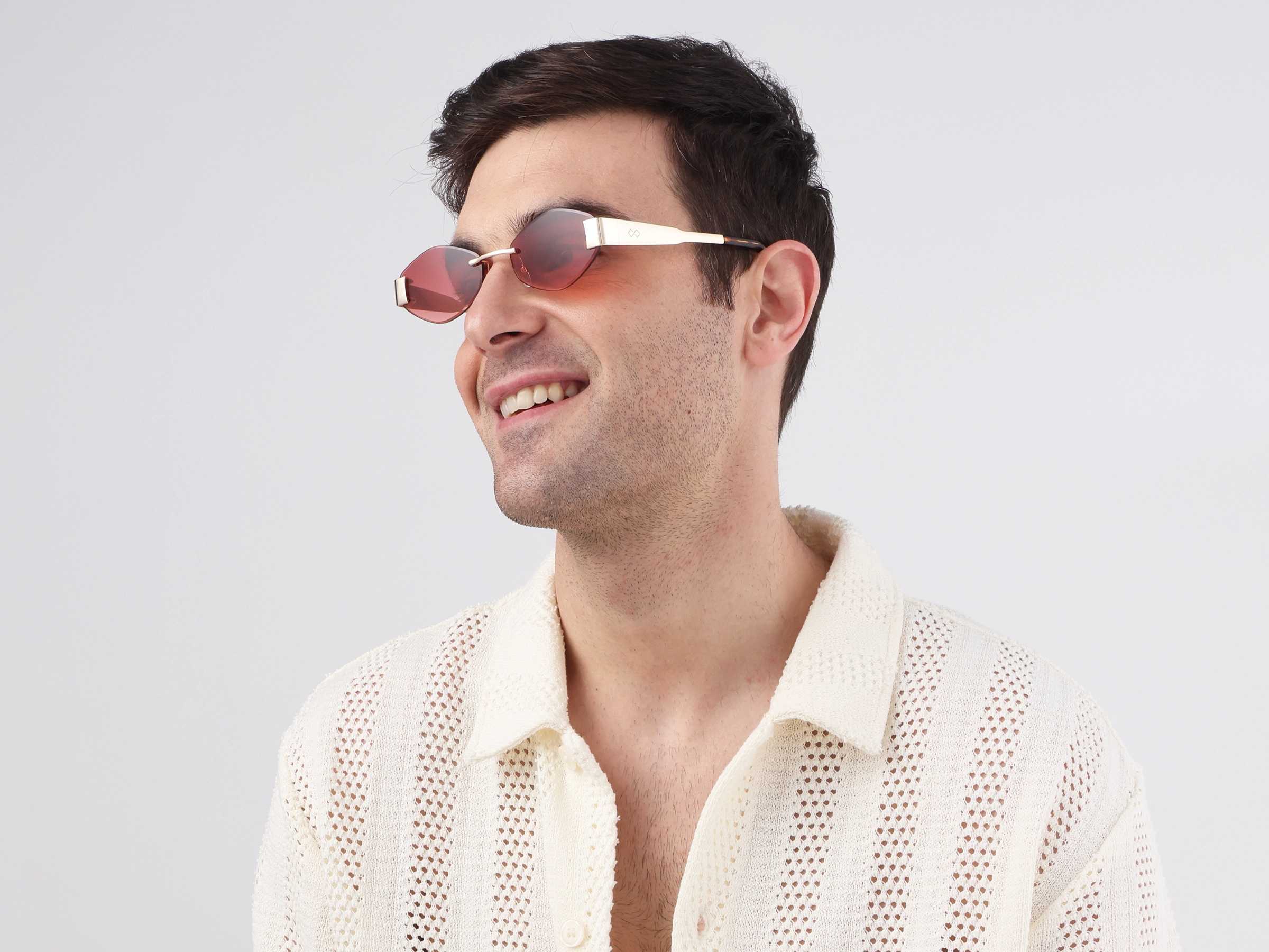 Champagne Gold Rimless Geometric Sunglasses