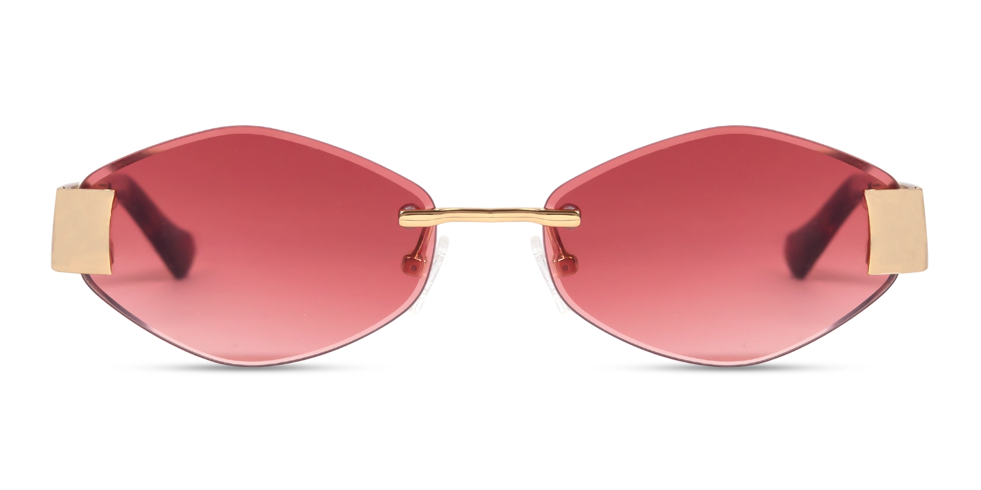 Champagne Gold Rimless Geometric Sunglasses-1