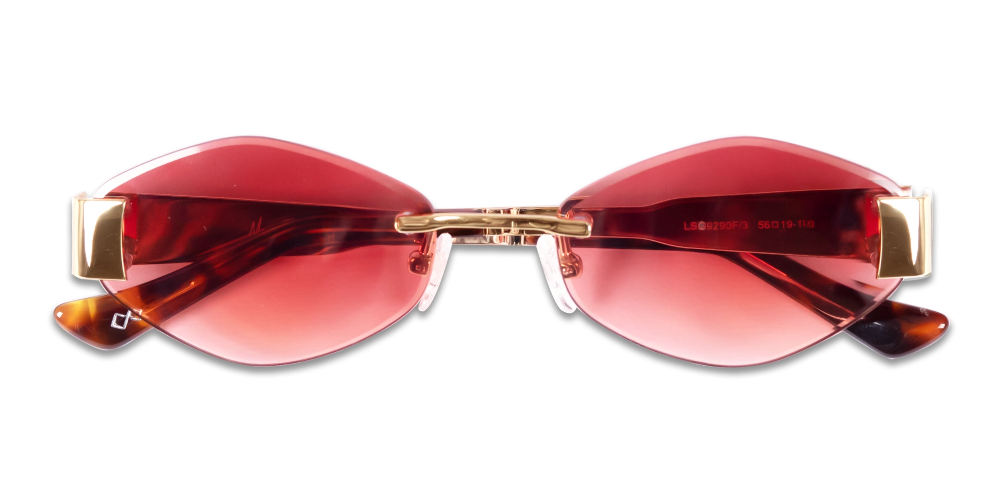 Champagne Gold Rimless Geometric Sunglasses-6