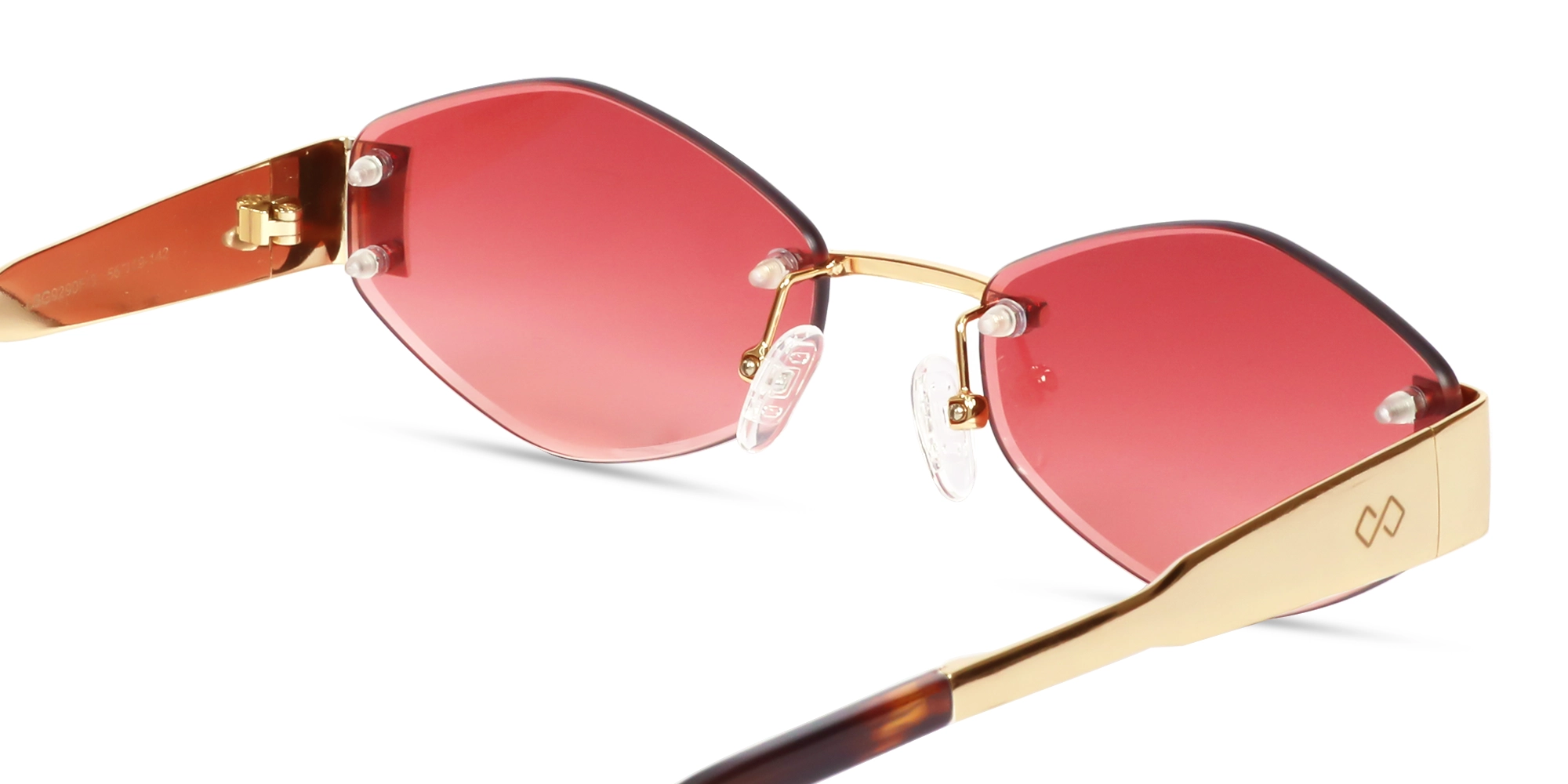 Champagne Gold Rimless Geometric Sunglasses-5