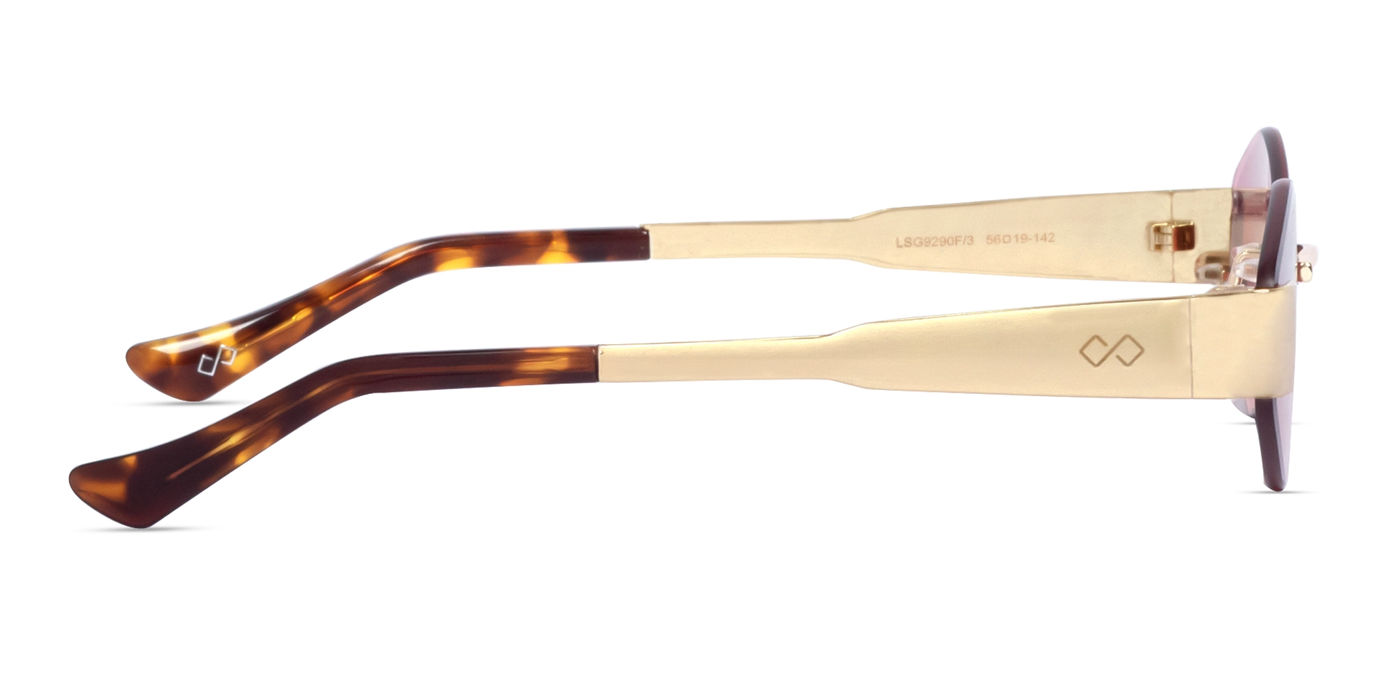 Champagne Gold Rimless Geometric Sunglasses 4