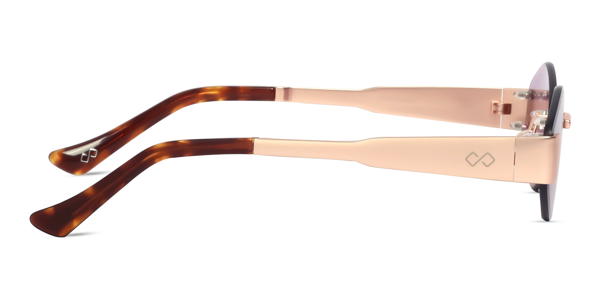 Matte Rose Gold Rimless Geometric Sunglasses 4