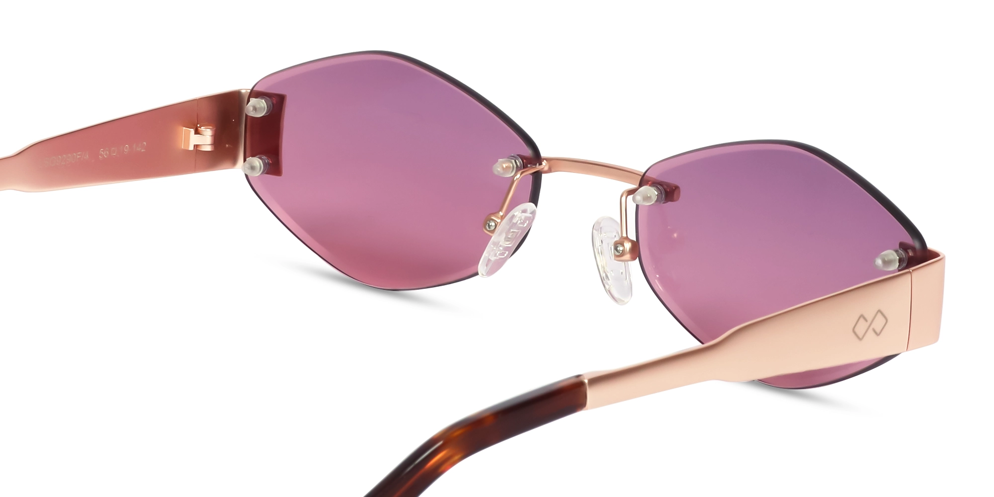Matte Rose Gold Rimless Geometric Sunglasses-5
