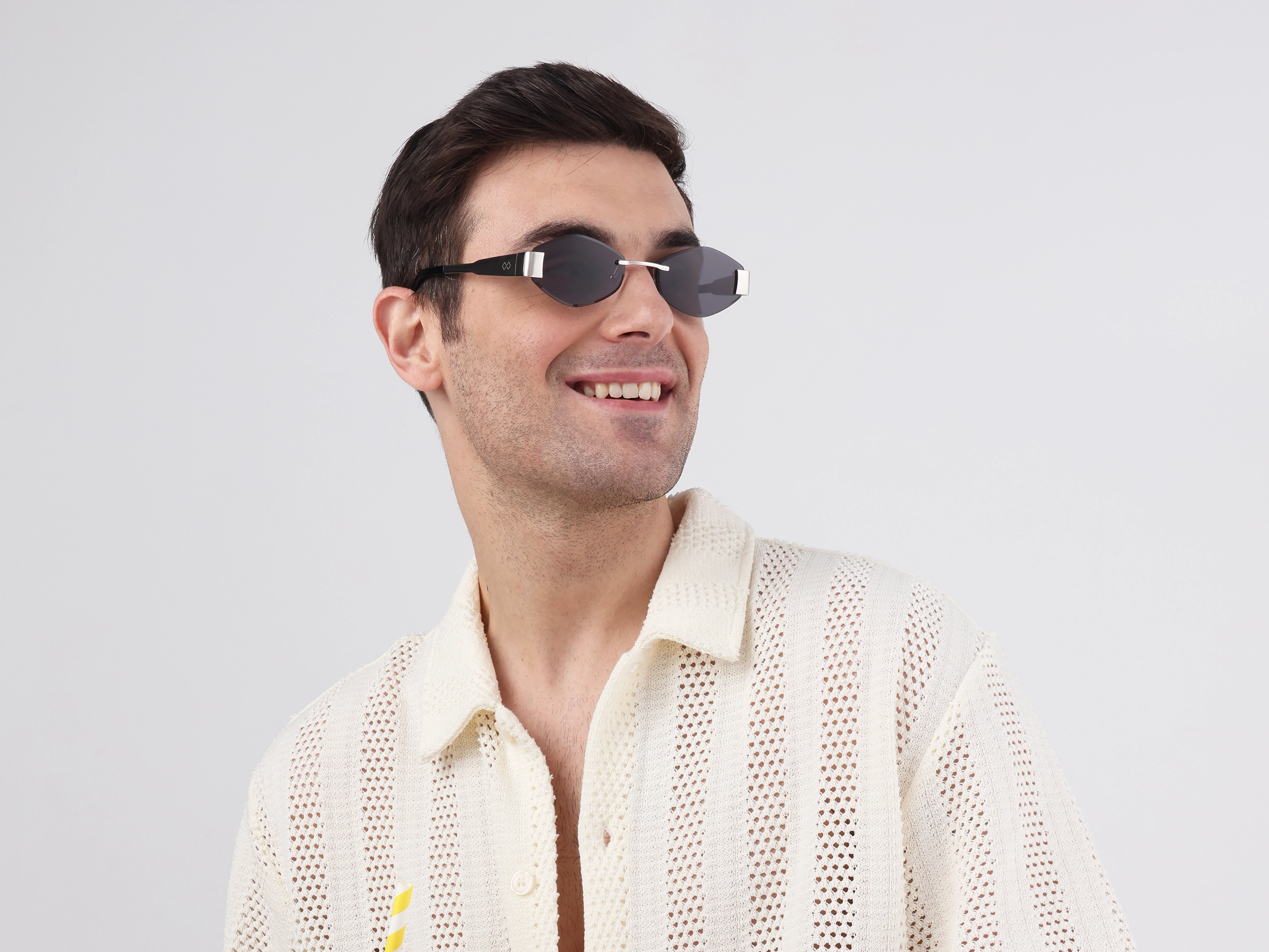 Silver Metal Rimless Sunglasses