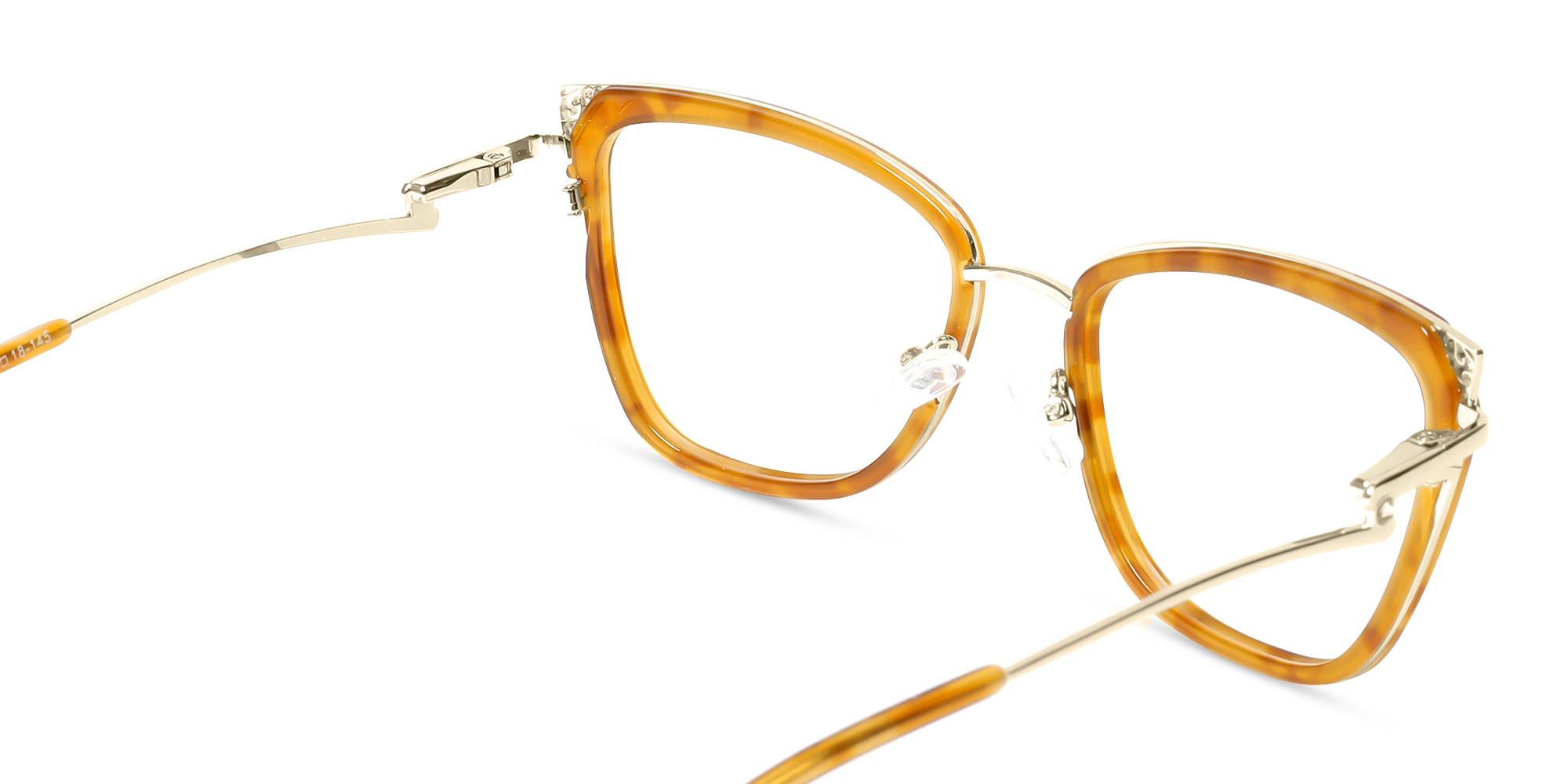 Honey Tortoise & Gold Cat-eye Glasses For Female-5