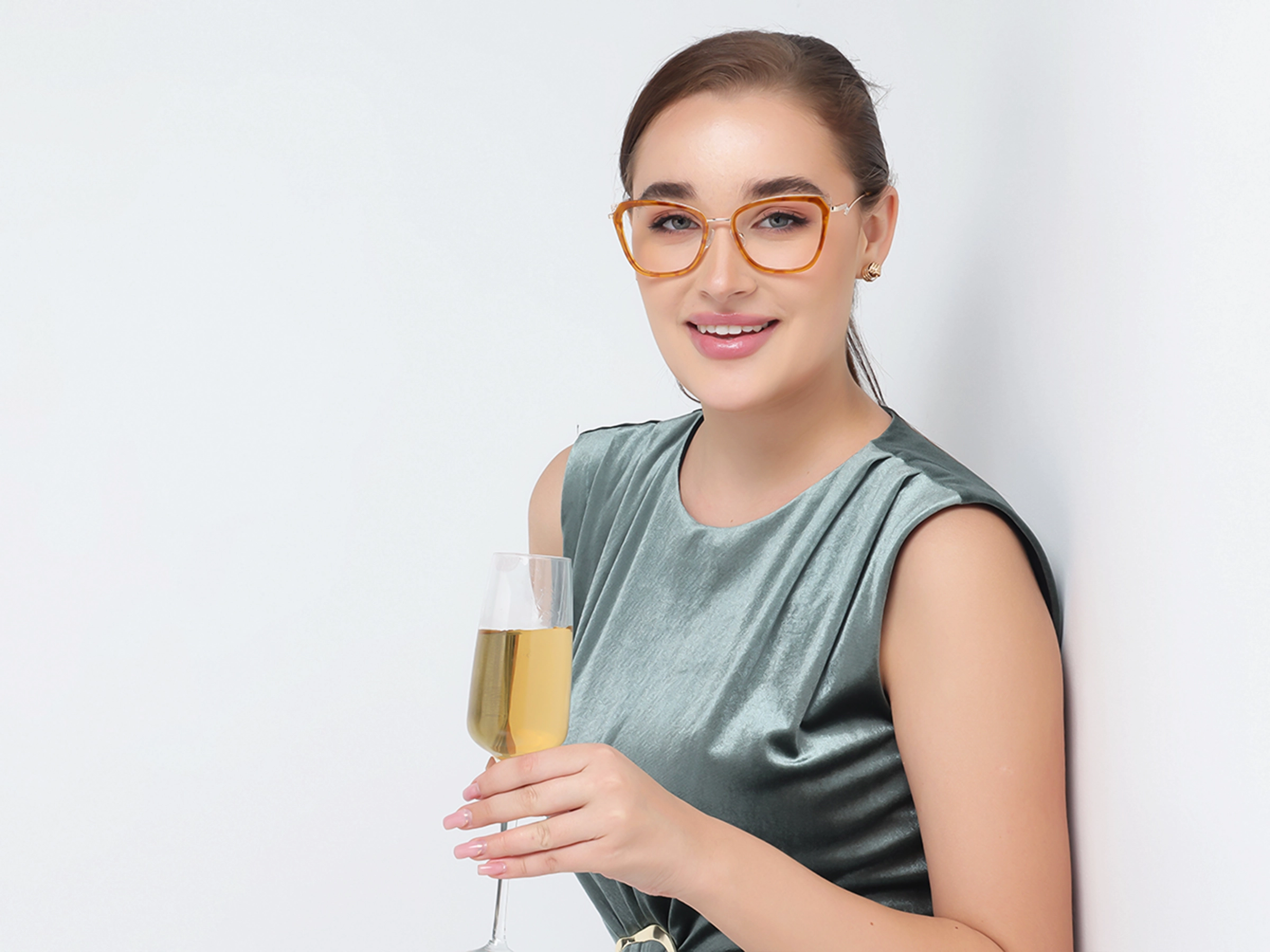 Honey Tortoise & Gold Cat-eye Glasses For Female-