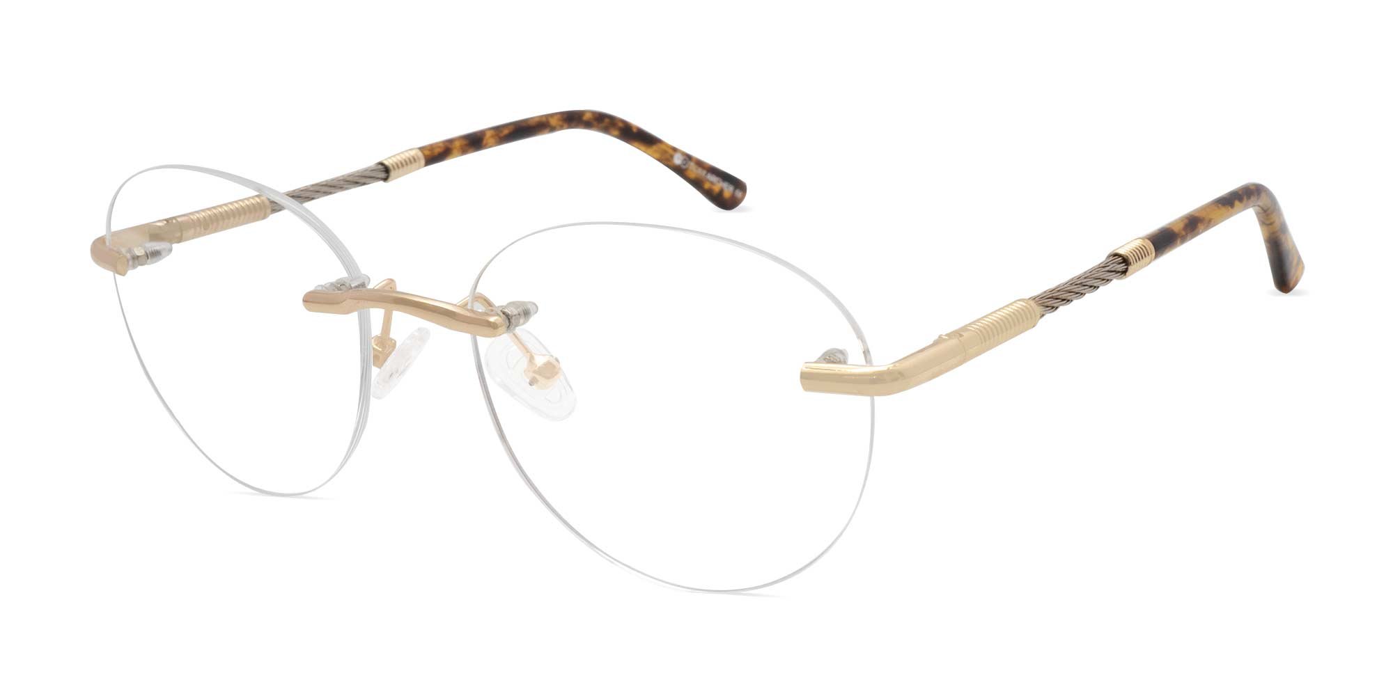 Round Rimless Glasses Gold-3