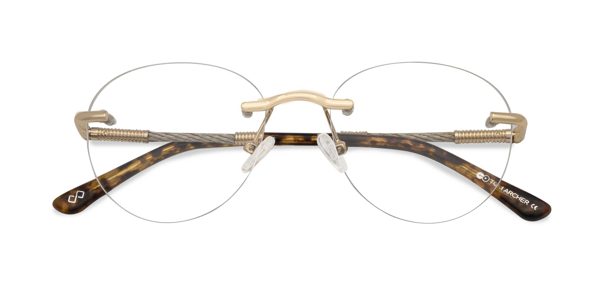 Round Rimless Glasses Gold-6
