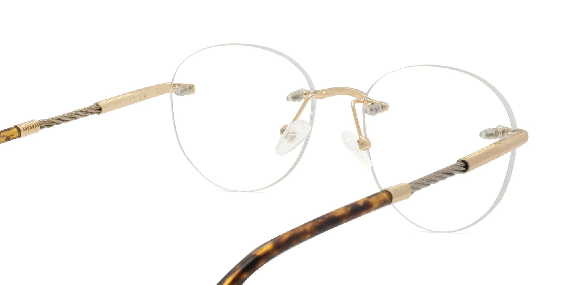 Round Rimless Glasses Gold-5
