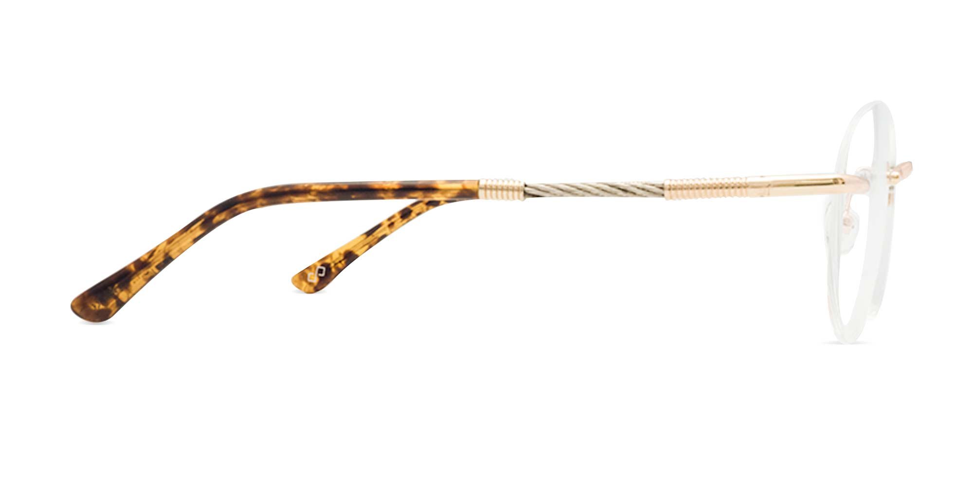 Round Rimless Glasses Gold-4