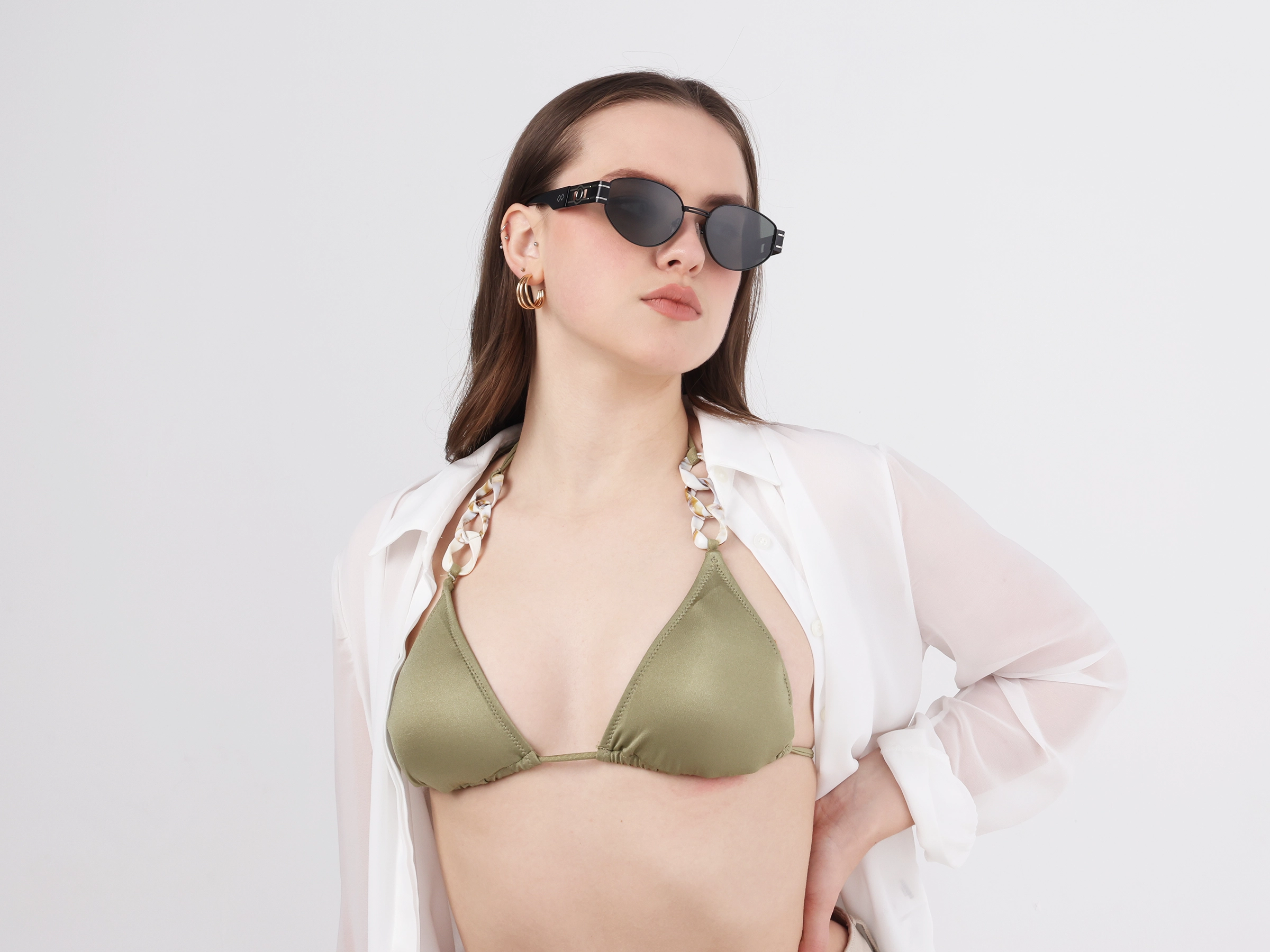 Matte Black Oval Metal Frame Sunglasses 13