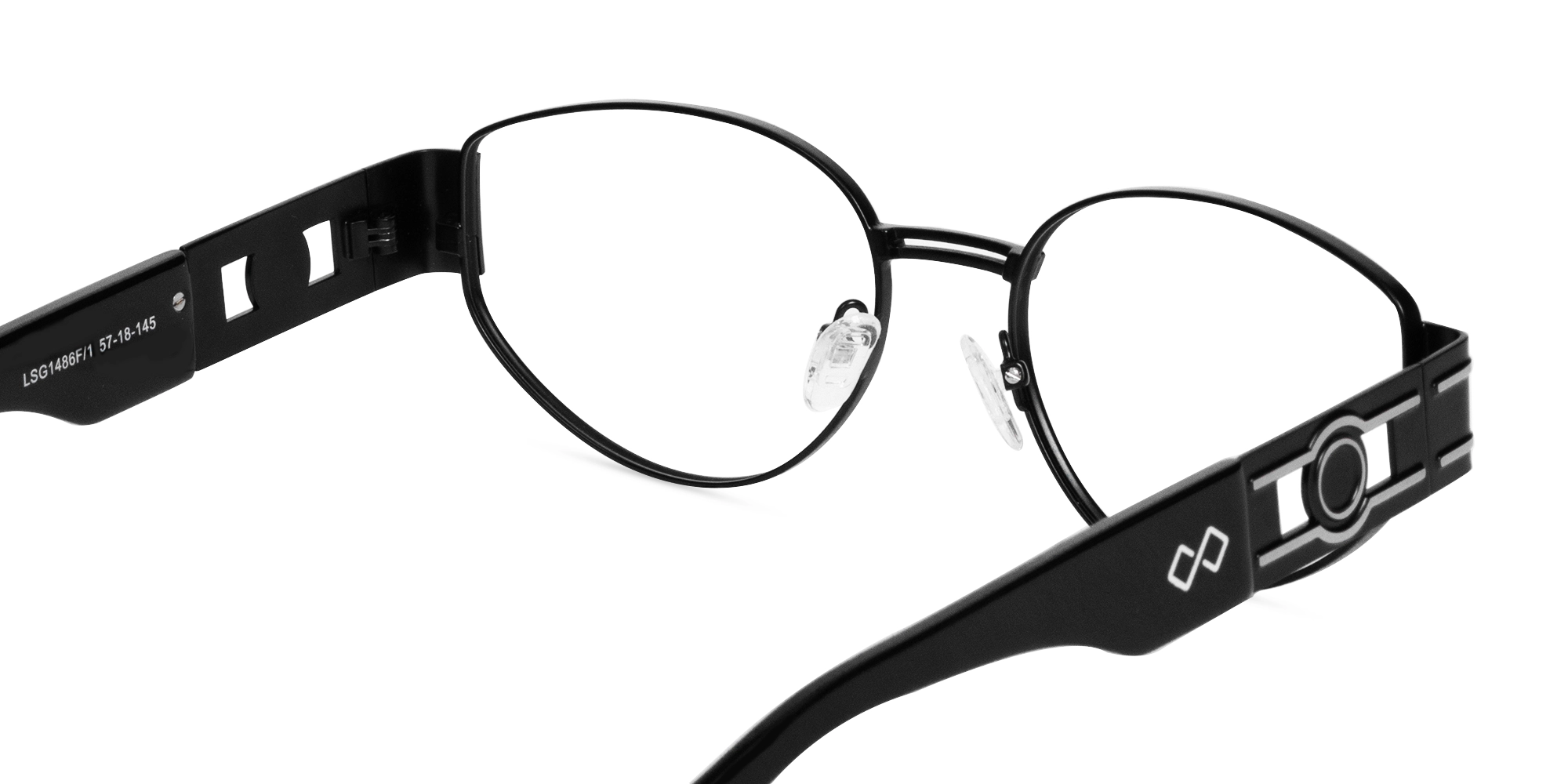 Matte Black Oval Full Rim Metal Glasses-5