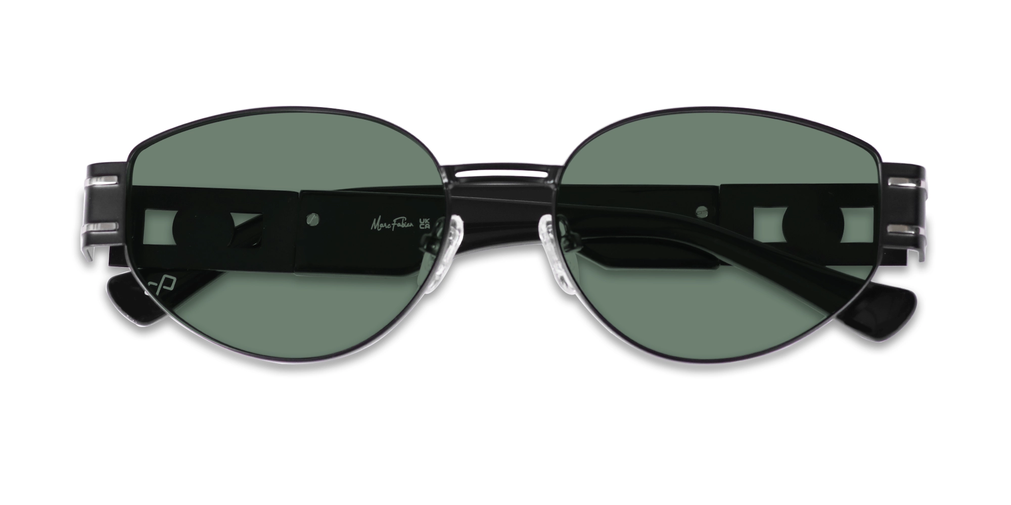 Matte Black Oval Metal Frame Sunglasses-6