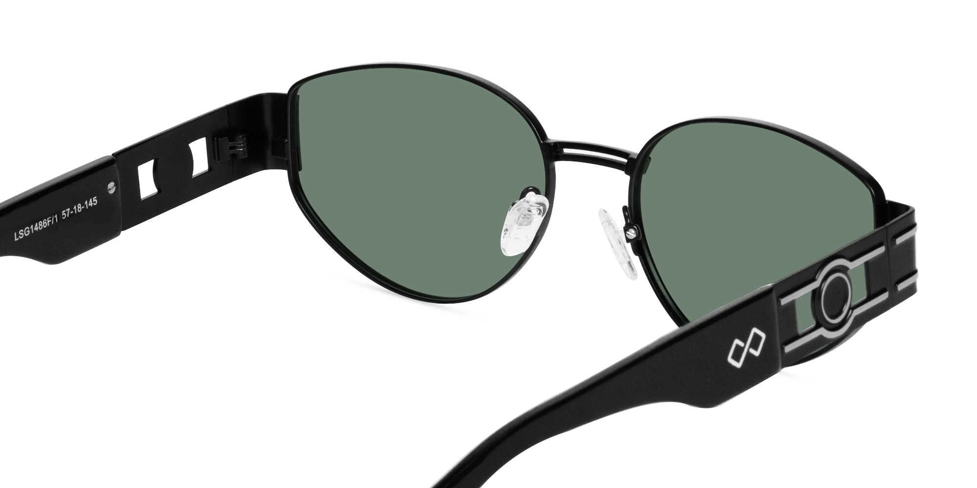 Matte Black Oval Metal Frame Sunglasses-5
