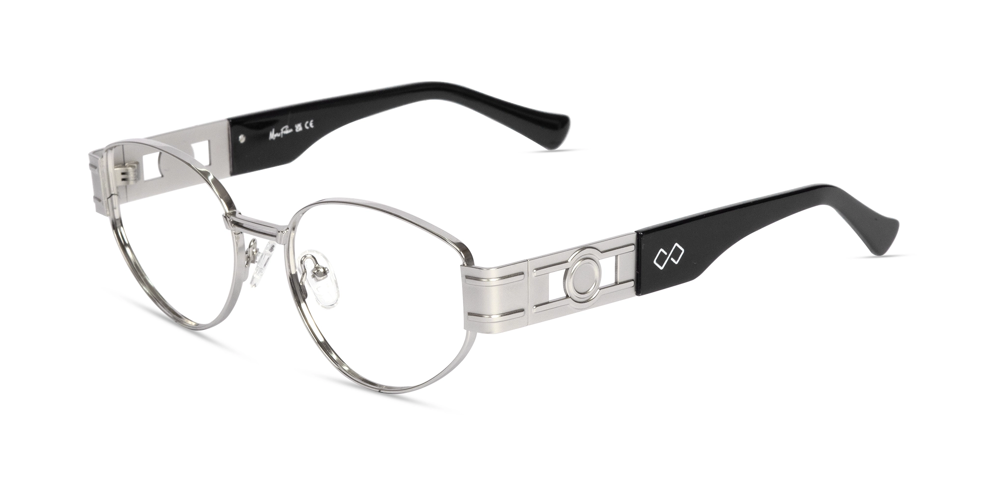 Silver Metal Oval Full Rim Glasses-3
