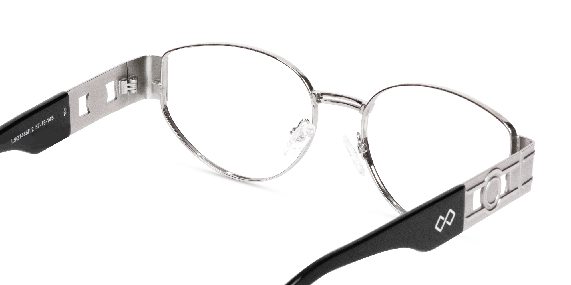 Silver Metal Oval Full Rim Glasses-5