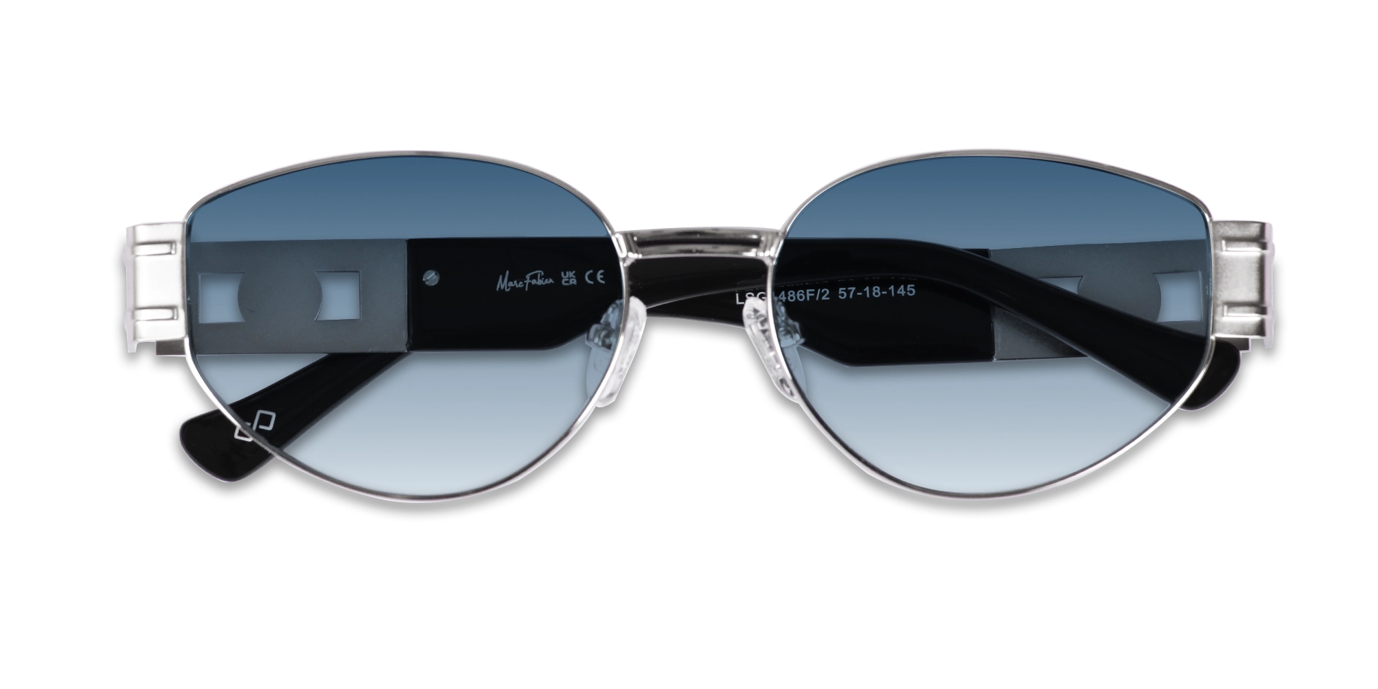Silver Metal Frame Oval Sunglasses With Blue Tint-6