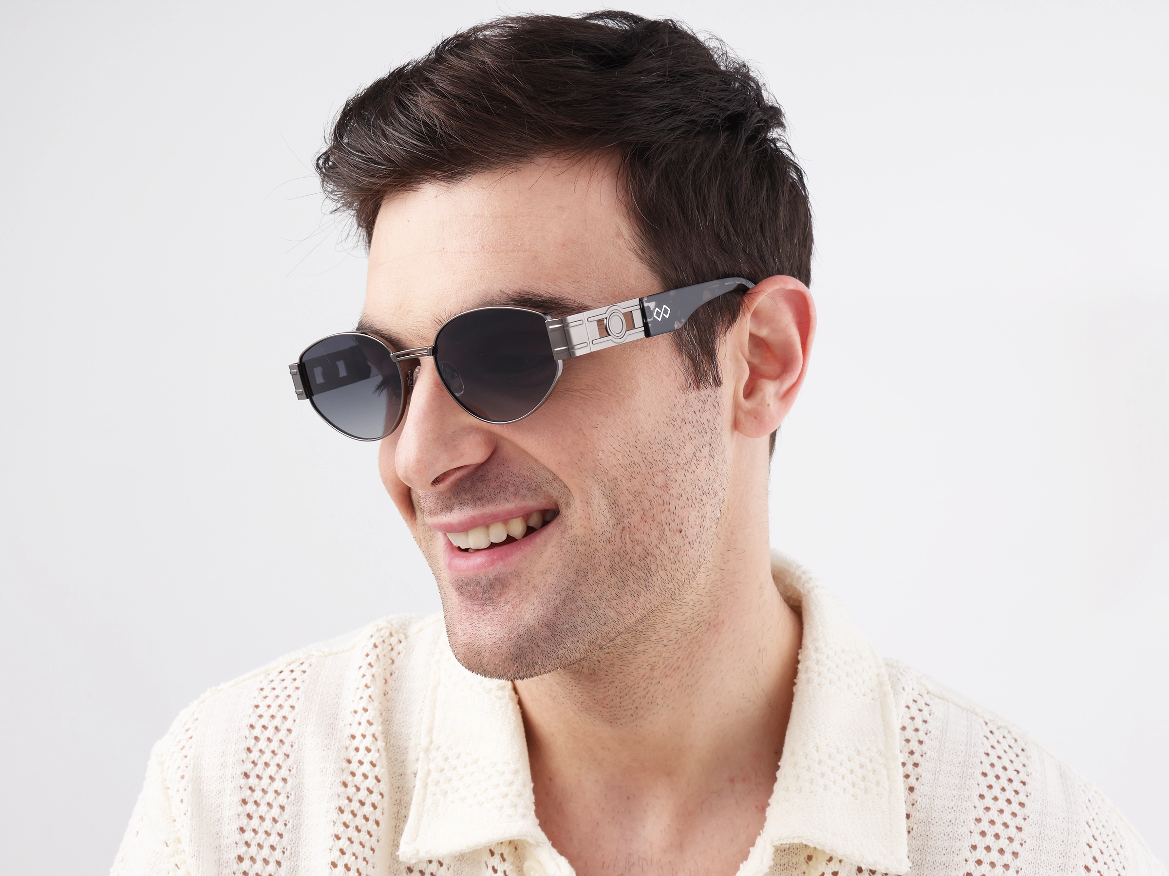 Oval Gunmetal Grey Tinted Sunglasses 3