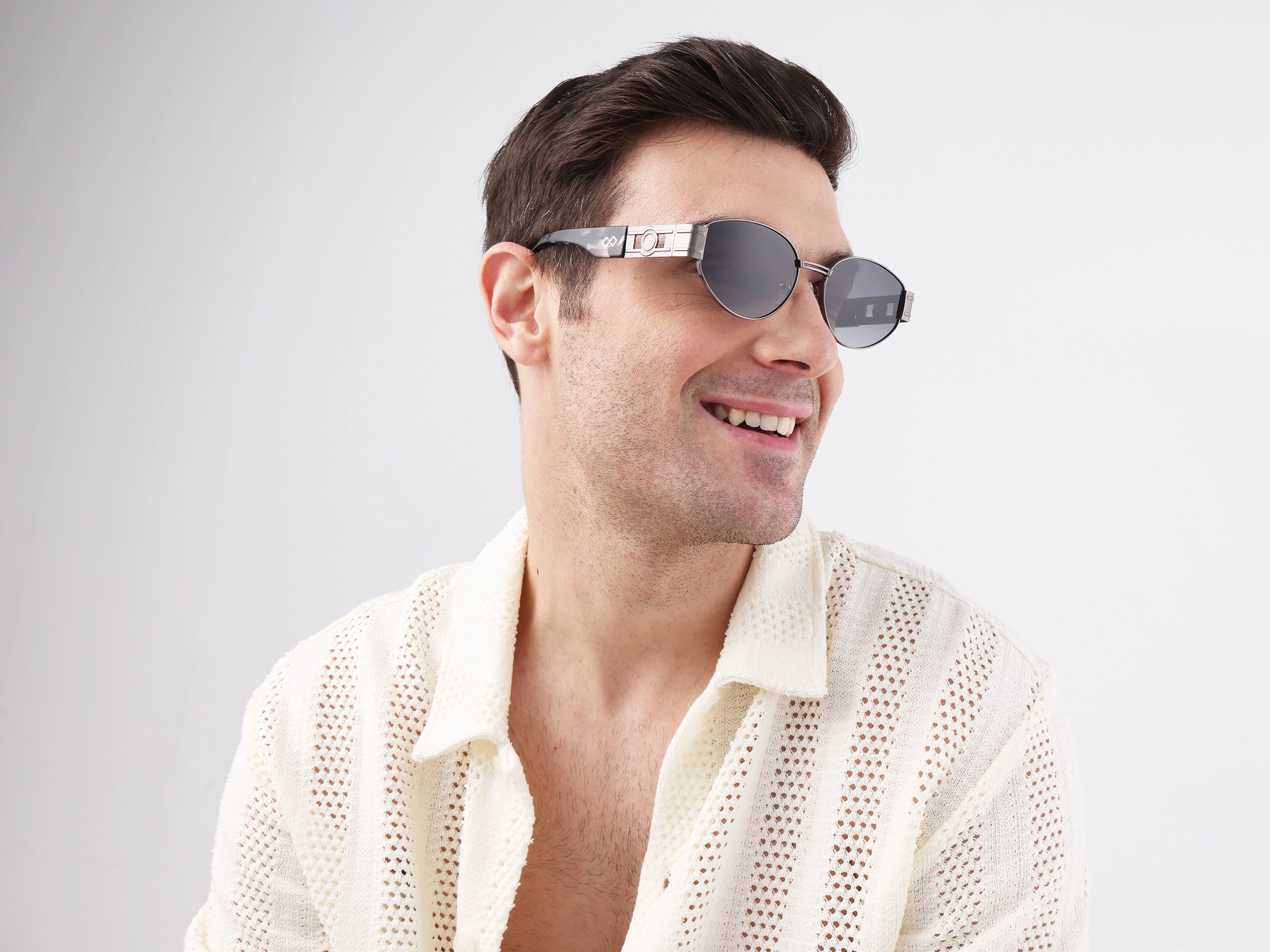 Oval Gunmetal Grey Tinted Sunglasses 2