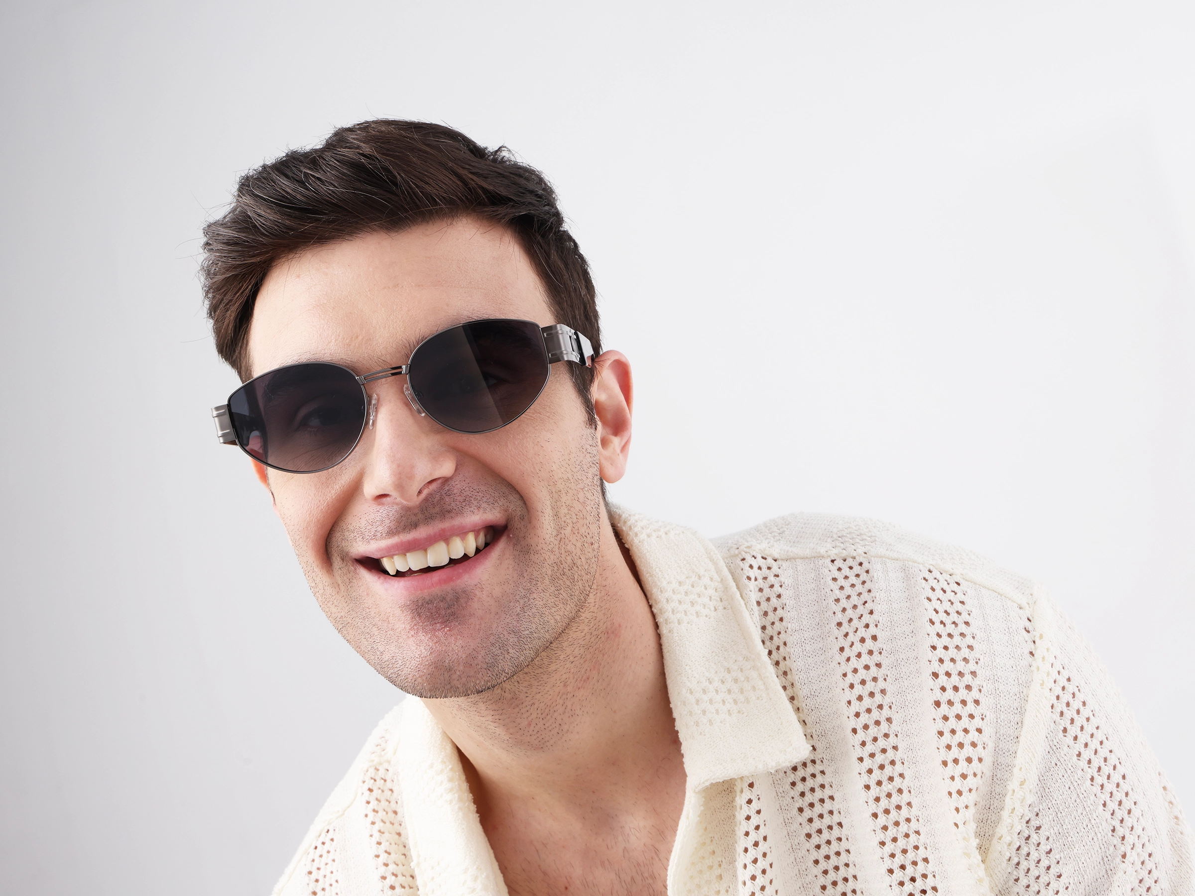 Oval Gunmetal Grey Tinted Sunglasses 1