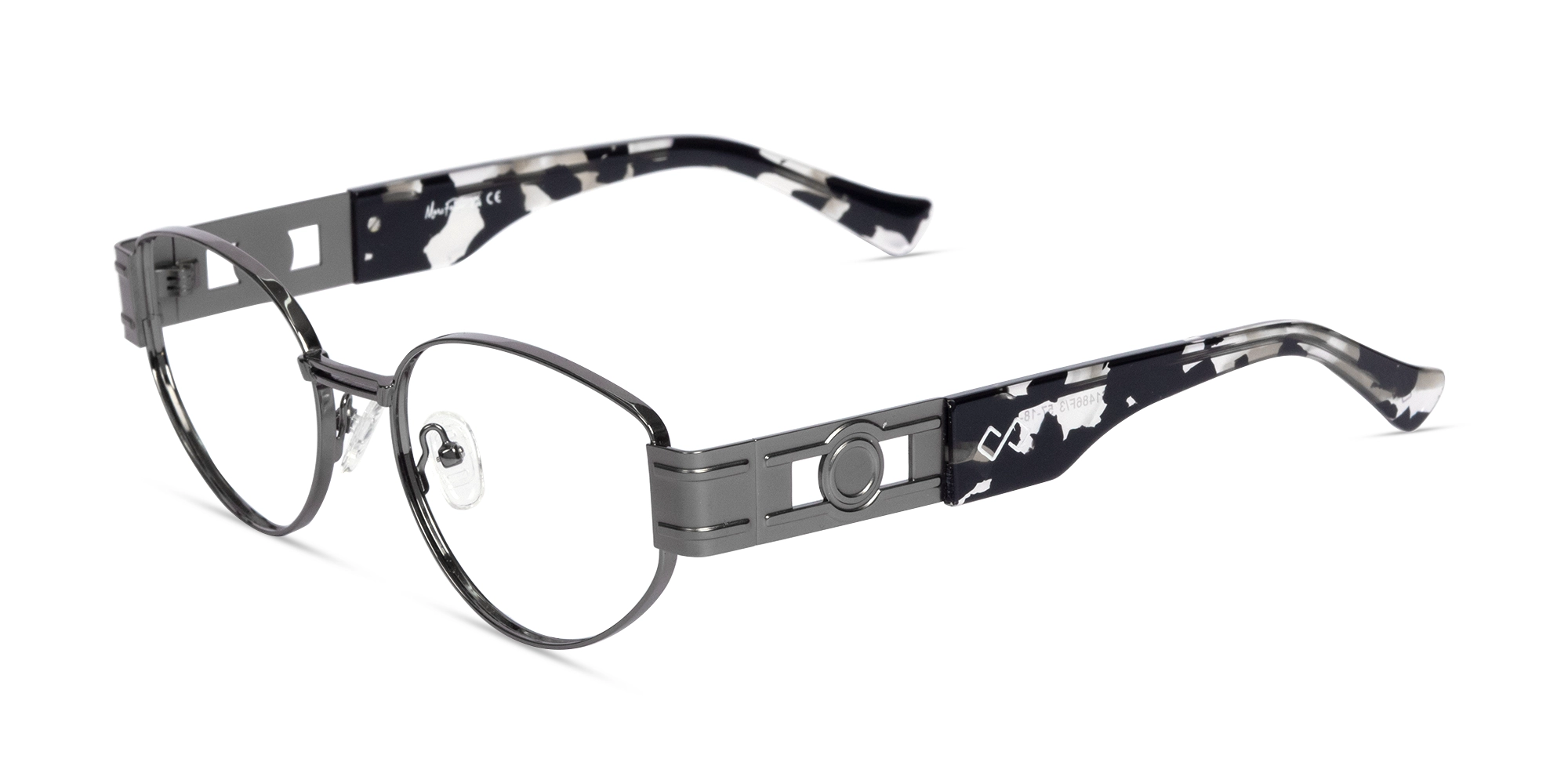 Gunmetal Oval Full Rim Glasses-3