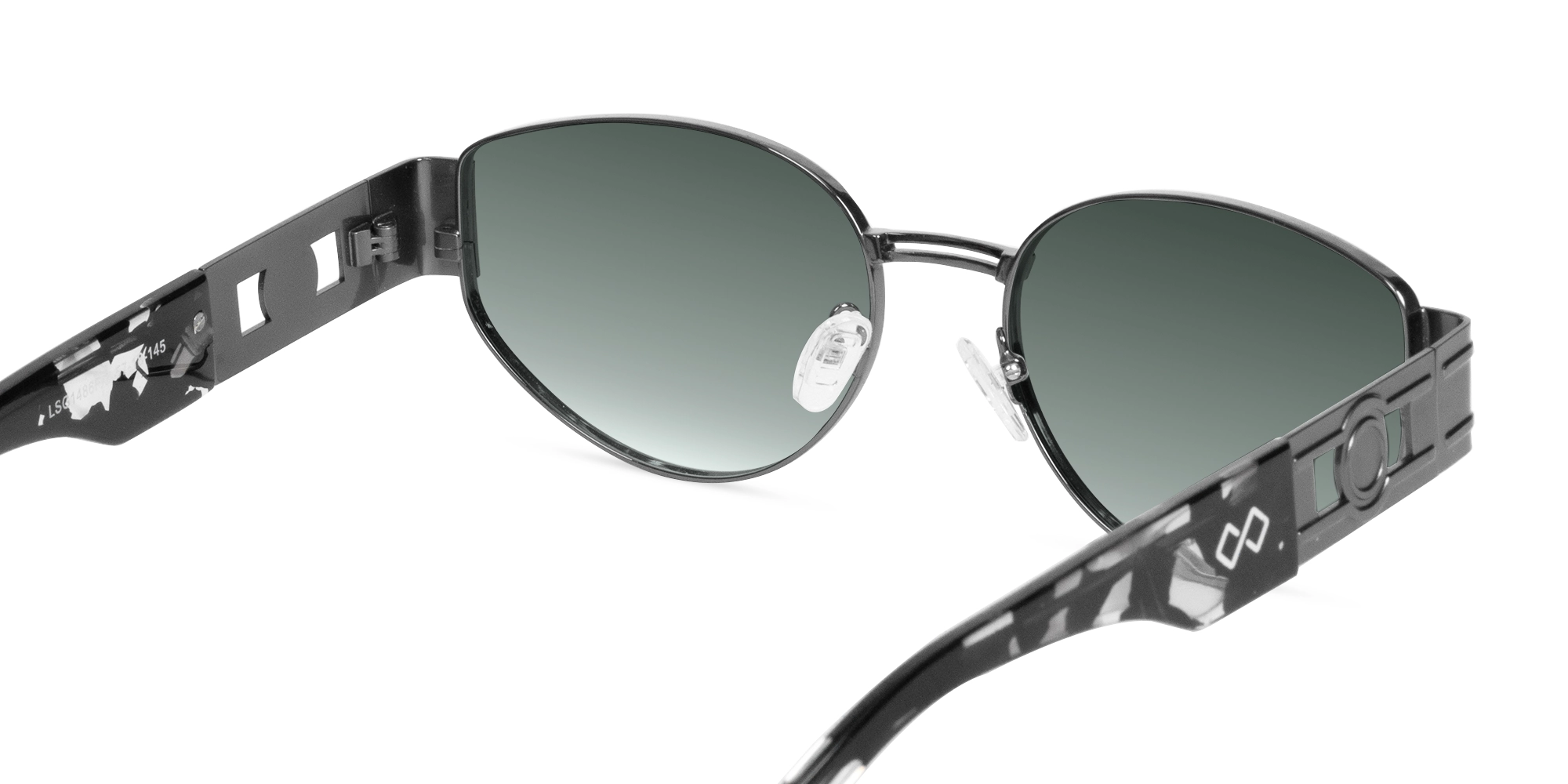 Oval Gunmetal Grey Tinted Sunglasses-5