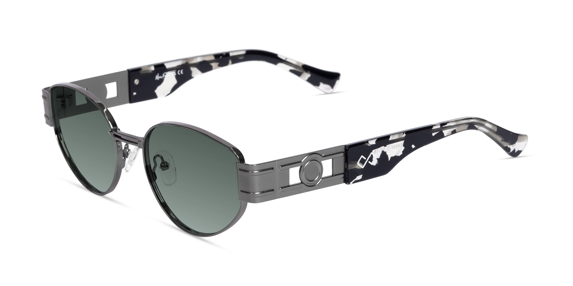 Oval Gunmetal Grey Tinted Sunglasses-3